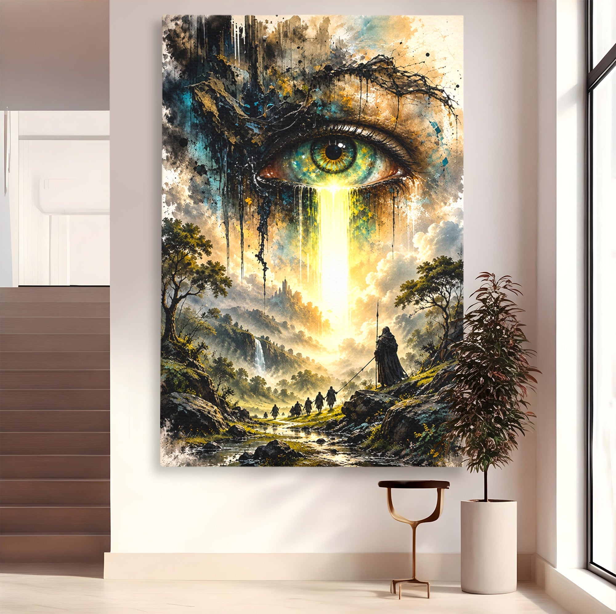 Tablou Canvas Premium LuxCanva® U1107, Ochiul Supraveghetor, Ochi, Peisaj, Fantezie, Aventura, Living, Culori Vibrante