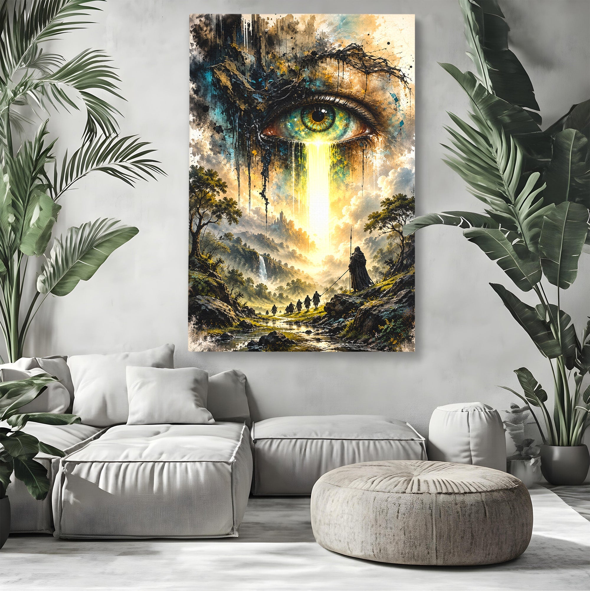 Tablou Canvas Premium LuxCanva® U1107, Ochiul Supraveghetor, Ochi, Peisaj, Fantezie, Aventura, Living, Culori Vibrante
