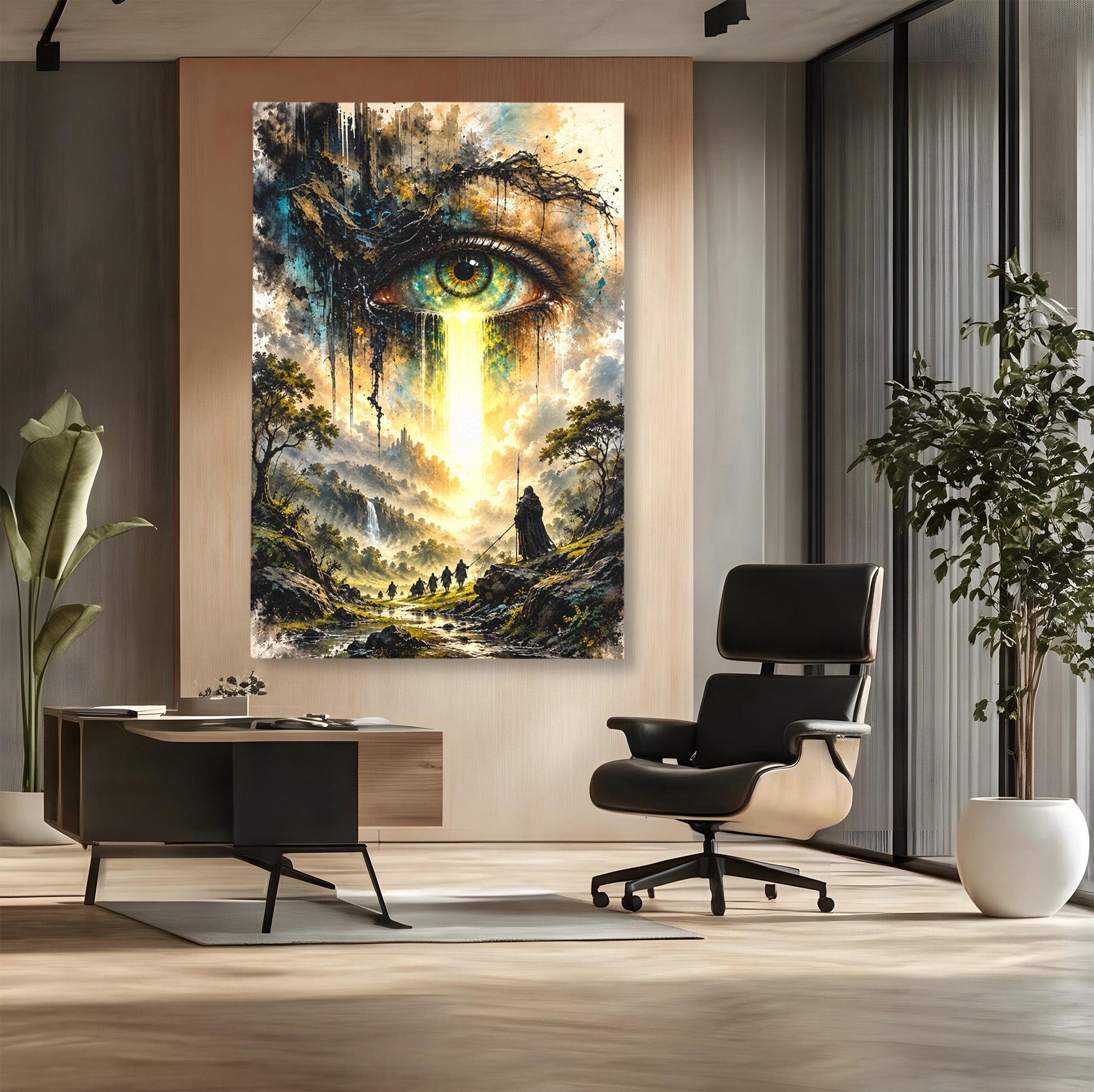 Tablou Canvas Premium LuxCanva® U1107, Ochiul Supraveghetor, Ochi, Peisaj, Fantezie, Aventura, Living, Culori Vibrante