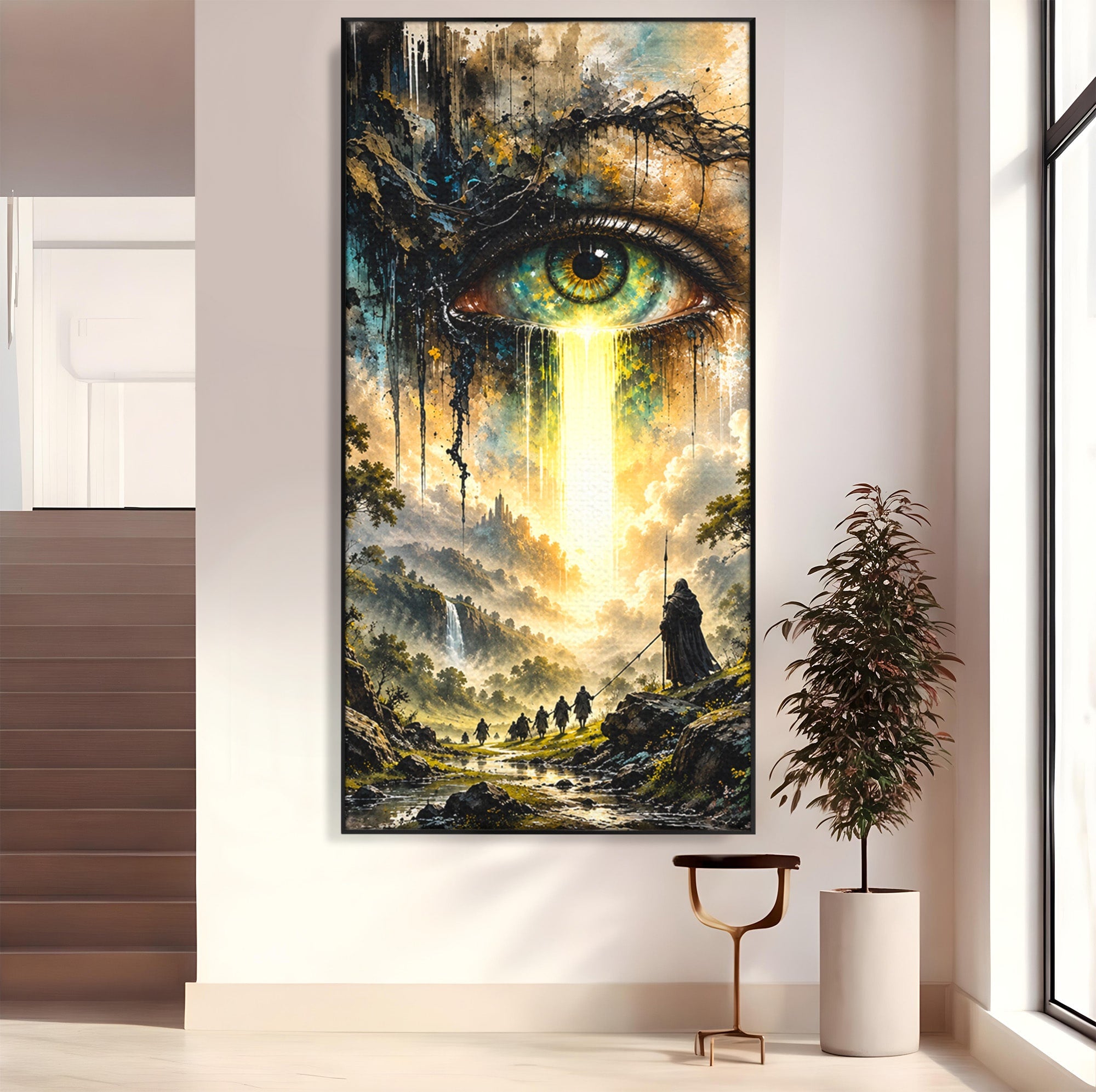 Tablou Canvas Premium LuxCanva® U1107, Ochiul Supraveghetor, Ochi, Peisaj, Fantezie, Aventura, Living, Culori Vibrante
