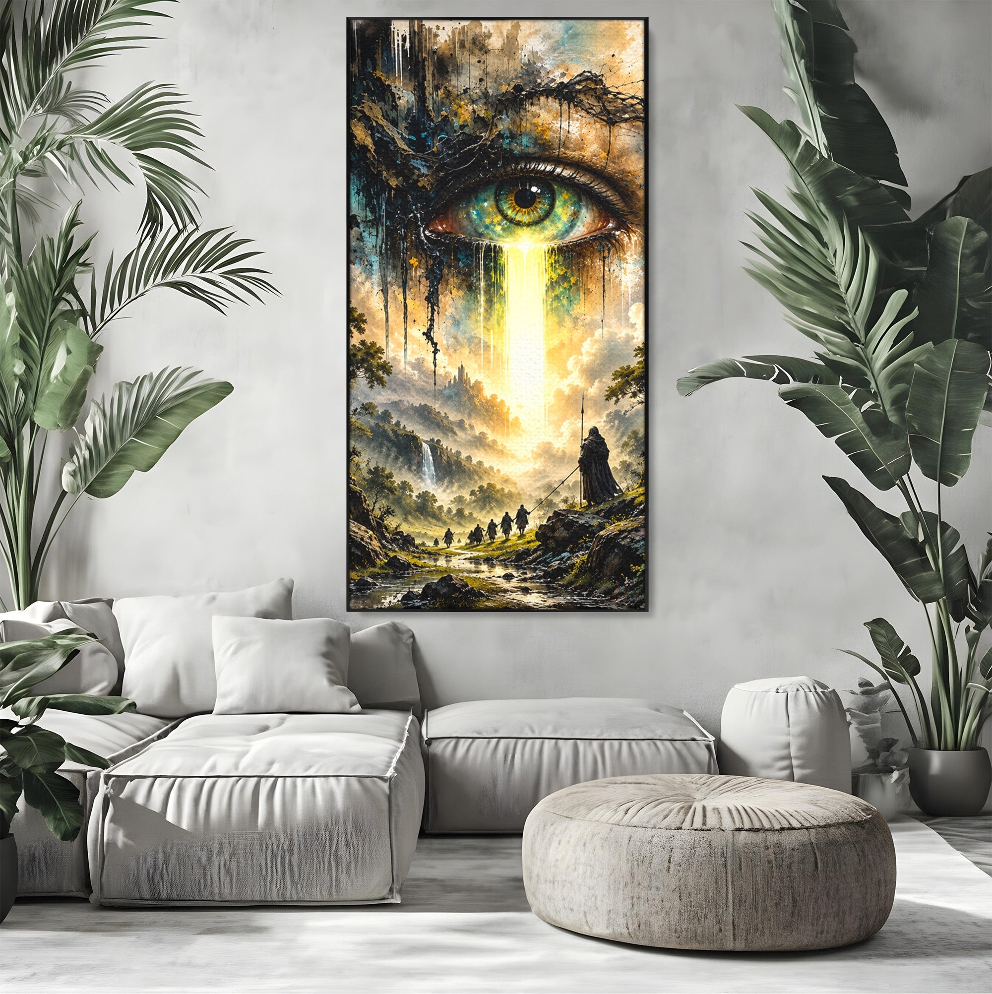 Tablou Canvas Premium LuxCanva® U1107, Ochiul Supraveghetor, Ochi, Peisaj, Fantezie, Aventura, Living, Culori Vibrante