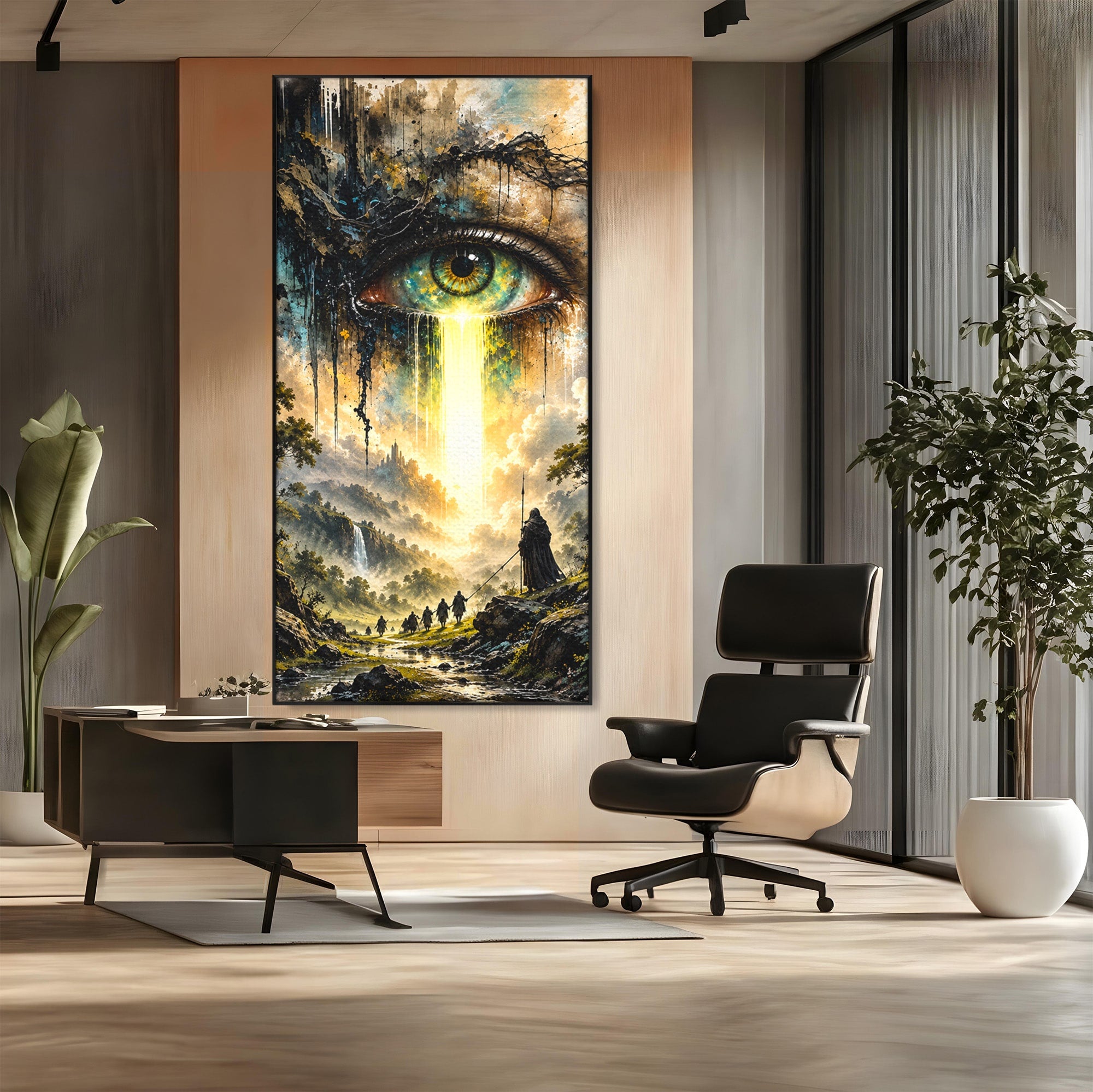Tablou Canvas Premium LuxCanva® U1107, Ochiul Supraveghetor, Ochi, Peisaj, Fantezie, Aventura, Living, Culori Vibrante