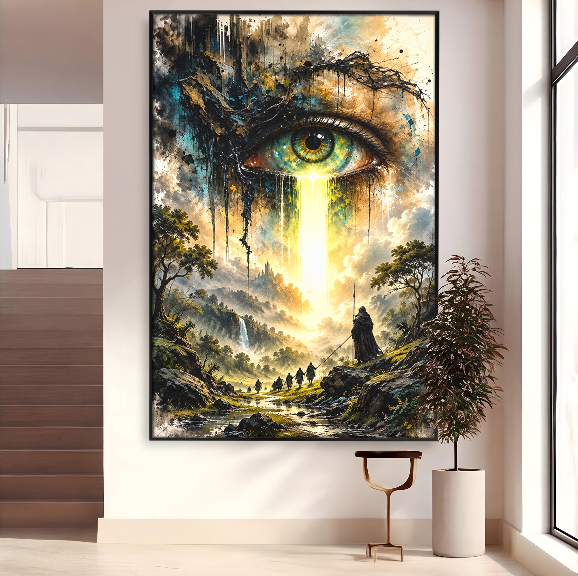 Tablou Canvas Premium LuxCanva® U1107, Ochiul Supraveghetor, Ochi, Peisaj, Fantezie, Aventura, Living, Culori Vibrante