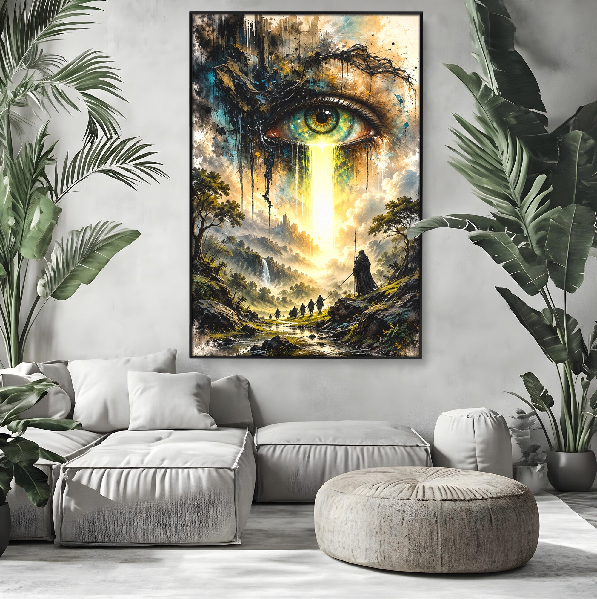 Tablou Canvas Premium LuxCanva® U1107, Ochiul Supraveghetor, Ochi, Peisaj, Fantezie, Aventura, Living, Culori Vibrante