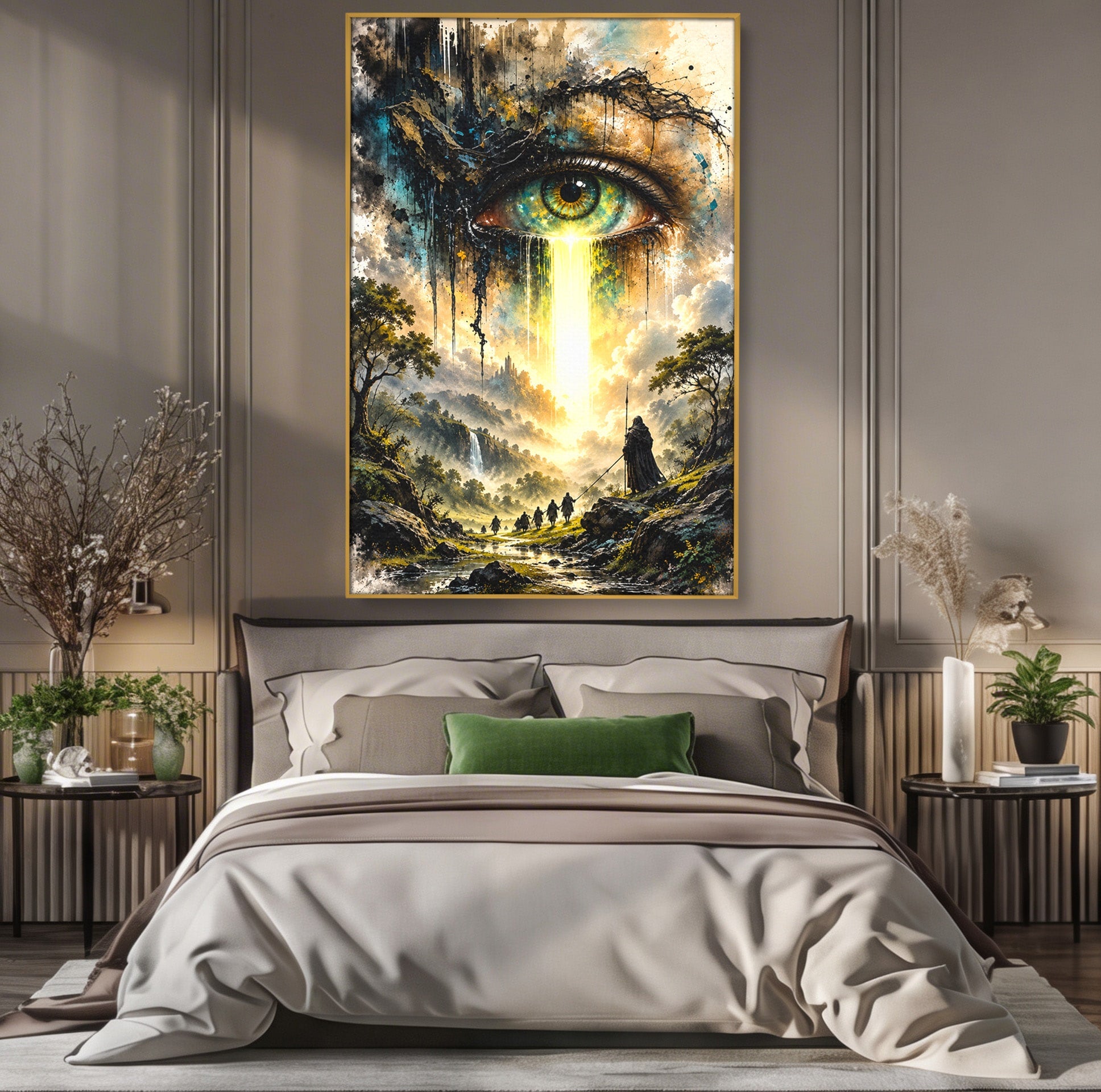 Tablou Canvas Premium LuxCanva® U1107, Ochiul Supraveghetor, Ochi, Peisaj, Fantezie, Aventura, Living, Culori Vibrante