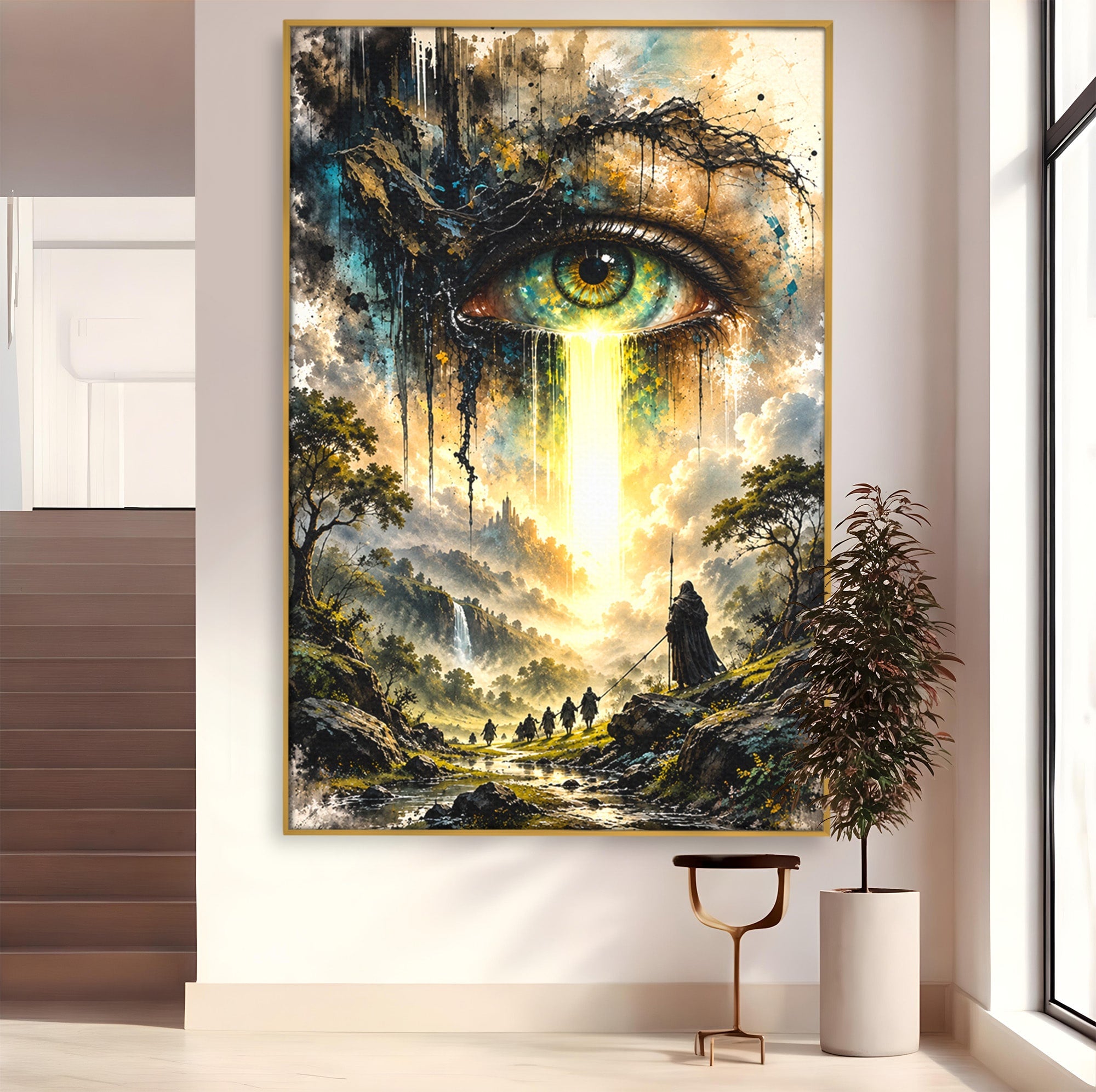 Tablou Canvas Premium LuxCanva® U1107, Ochiul Supraveghetor, Ochi, Peisaj, Fantezie, Aventura, Living, Culori Vibrante