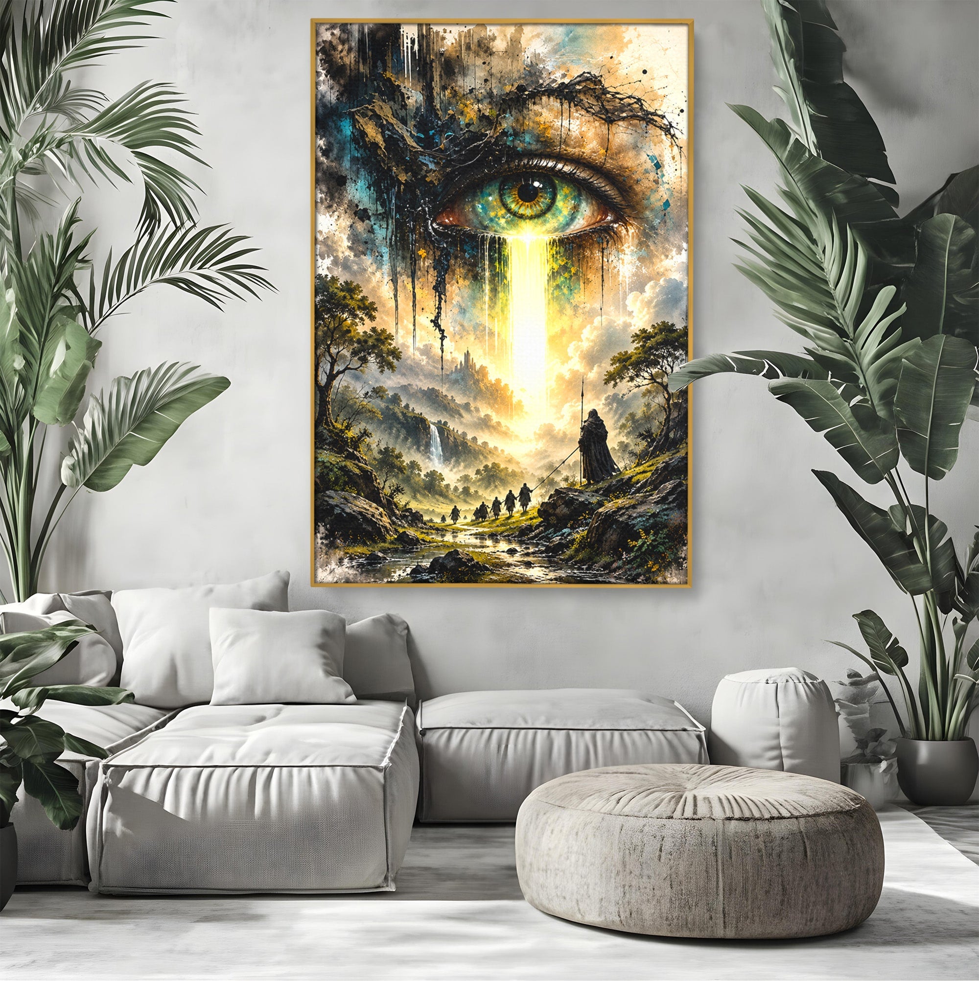 Tablou Canvas Premium LuxCanva® U1107, Ochiul Supraveghetor, Ochi, Peisaj, Fantezie, Aventura, Living, Culori Vibrante