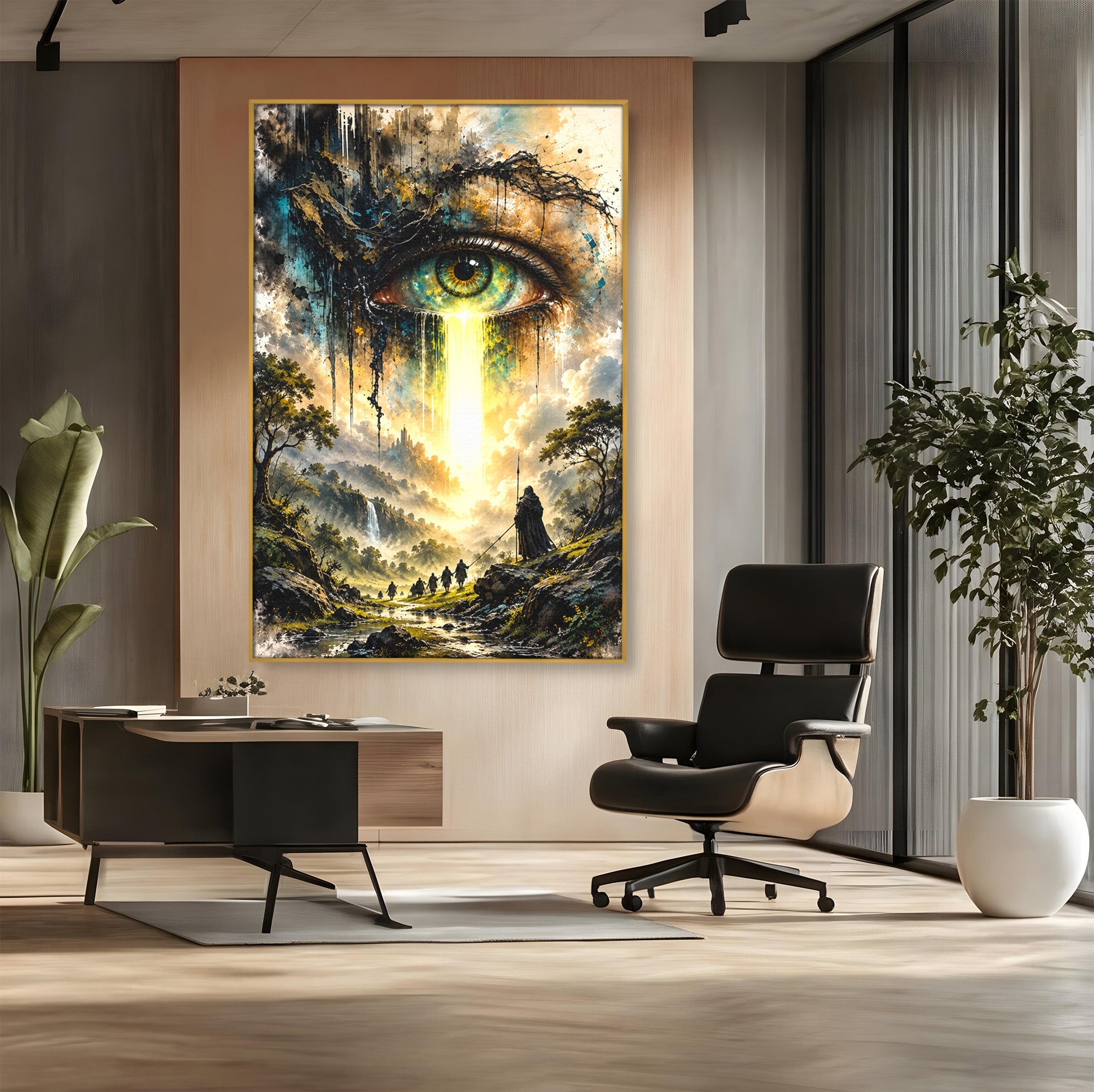 Tablou Canvas Premium LuxCanva® U1107, Ochiul Supraveghetor, Ochi, Peisaj, Fantezie, Aventura, Living, Culori Vibrante