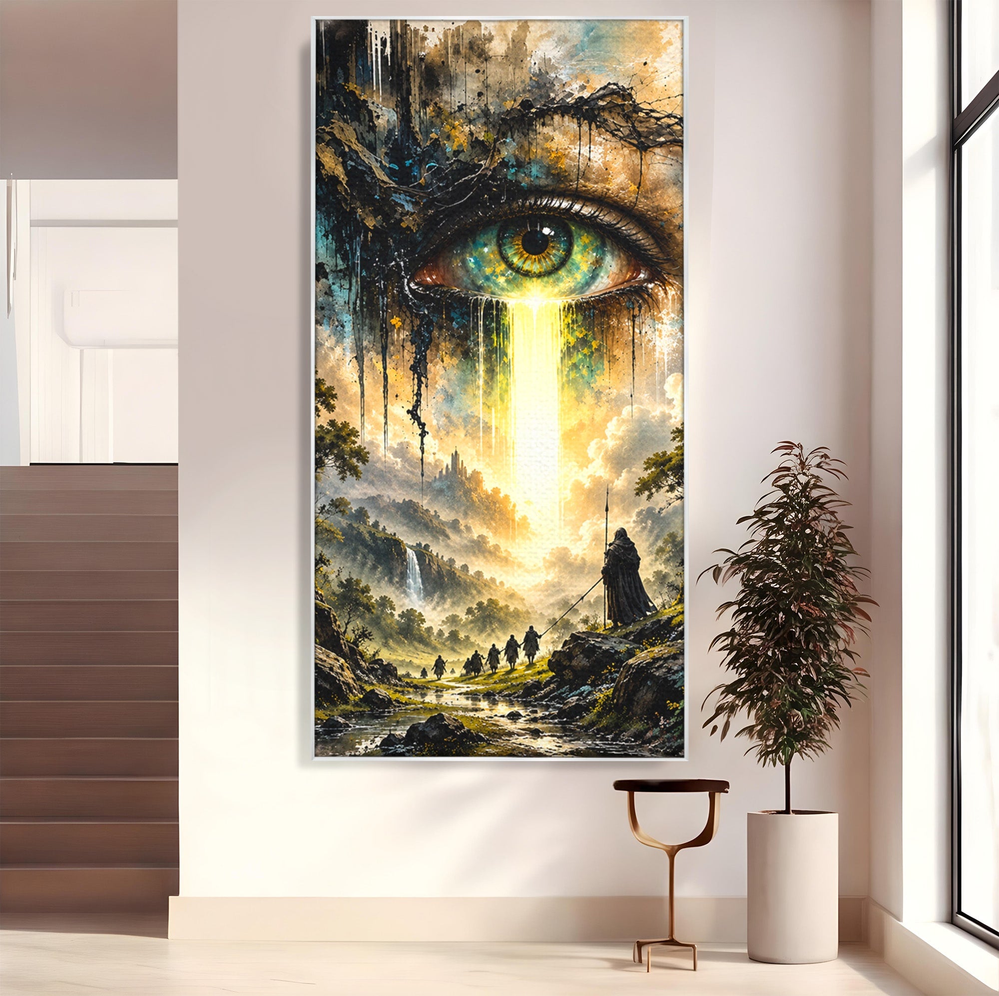 Tablou Canvas Premium LuxCanva® U1107, Ochiul Supraveghetor, Ochi, Peisaj, Fantezie, Aventura, Living, Culori Vibrante