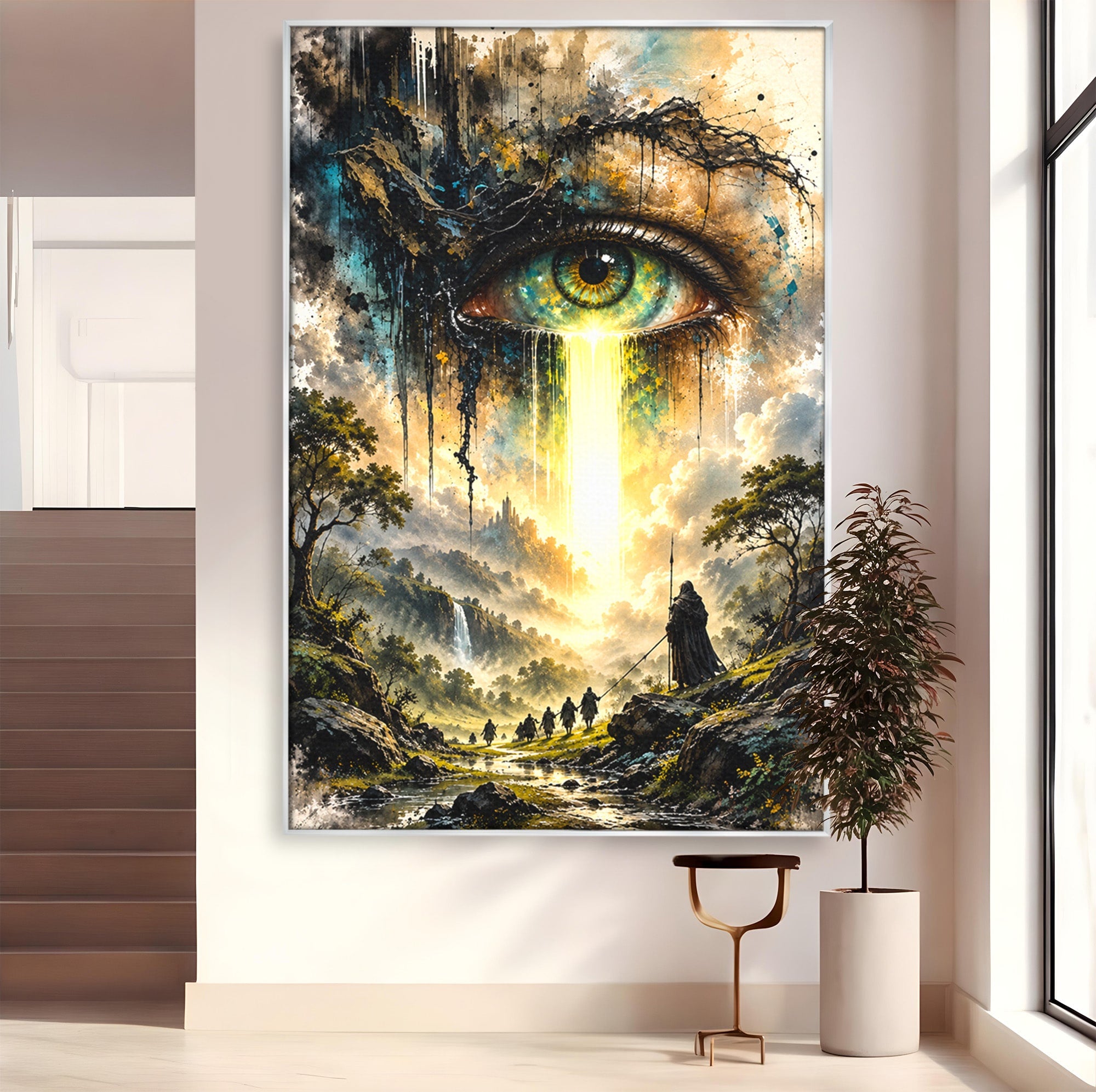 Tablou Canvas Premium LuxCanva® U1107, Ochiul Supraveghetor, Ochi, Peisaj, Fantezie, Aventura, Living, Culori Vibrante