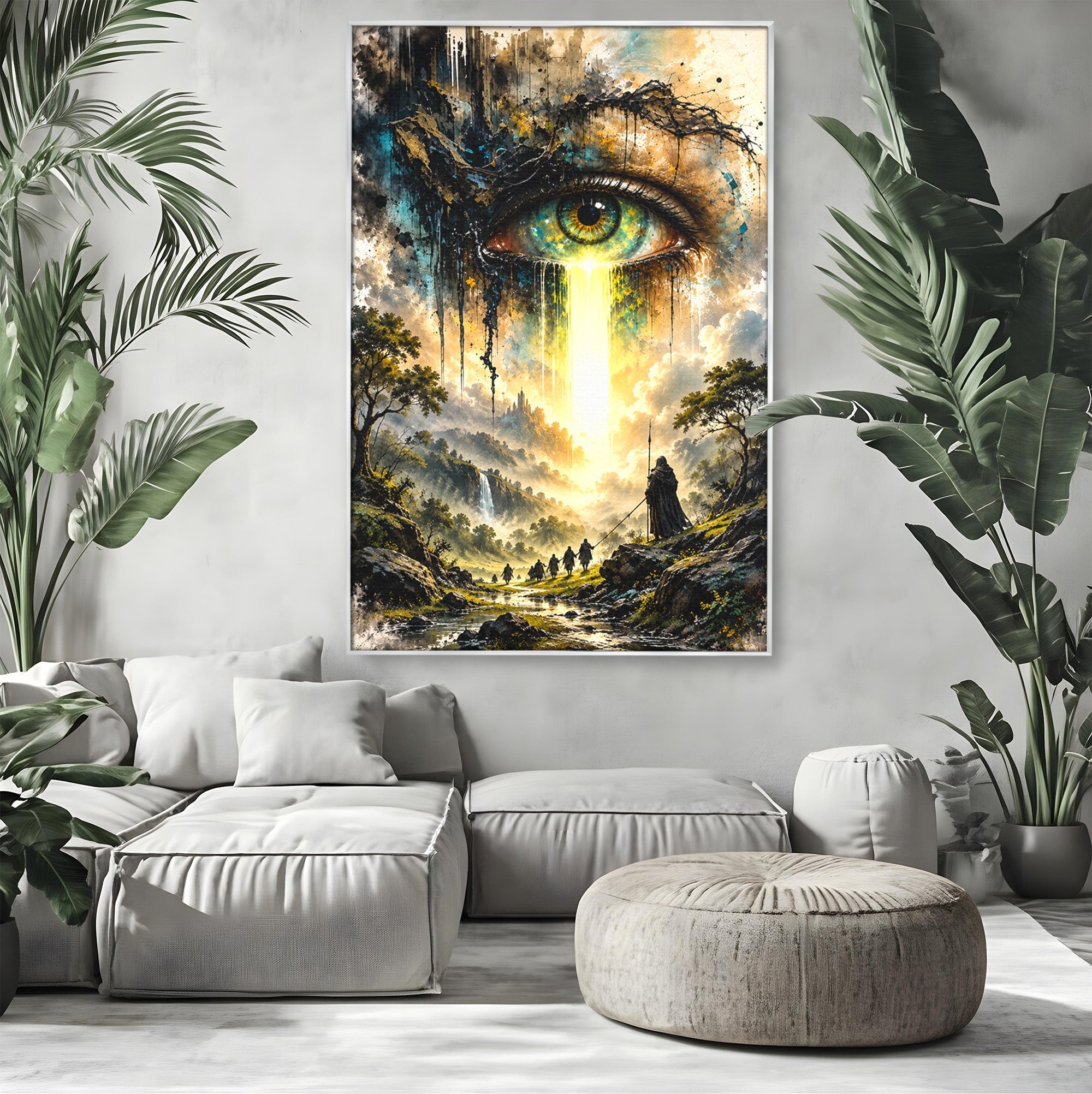 Tablou Canvas Premium LuxCanva® U1107, Ochiul Supraveghetor, Ochi, Peisaj, Fantezie, Aventura, Living, Culori Vibrante