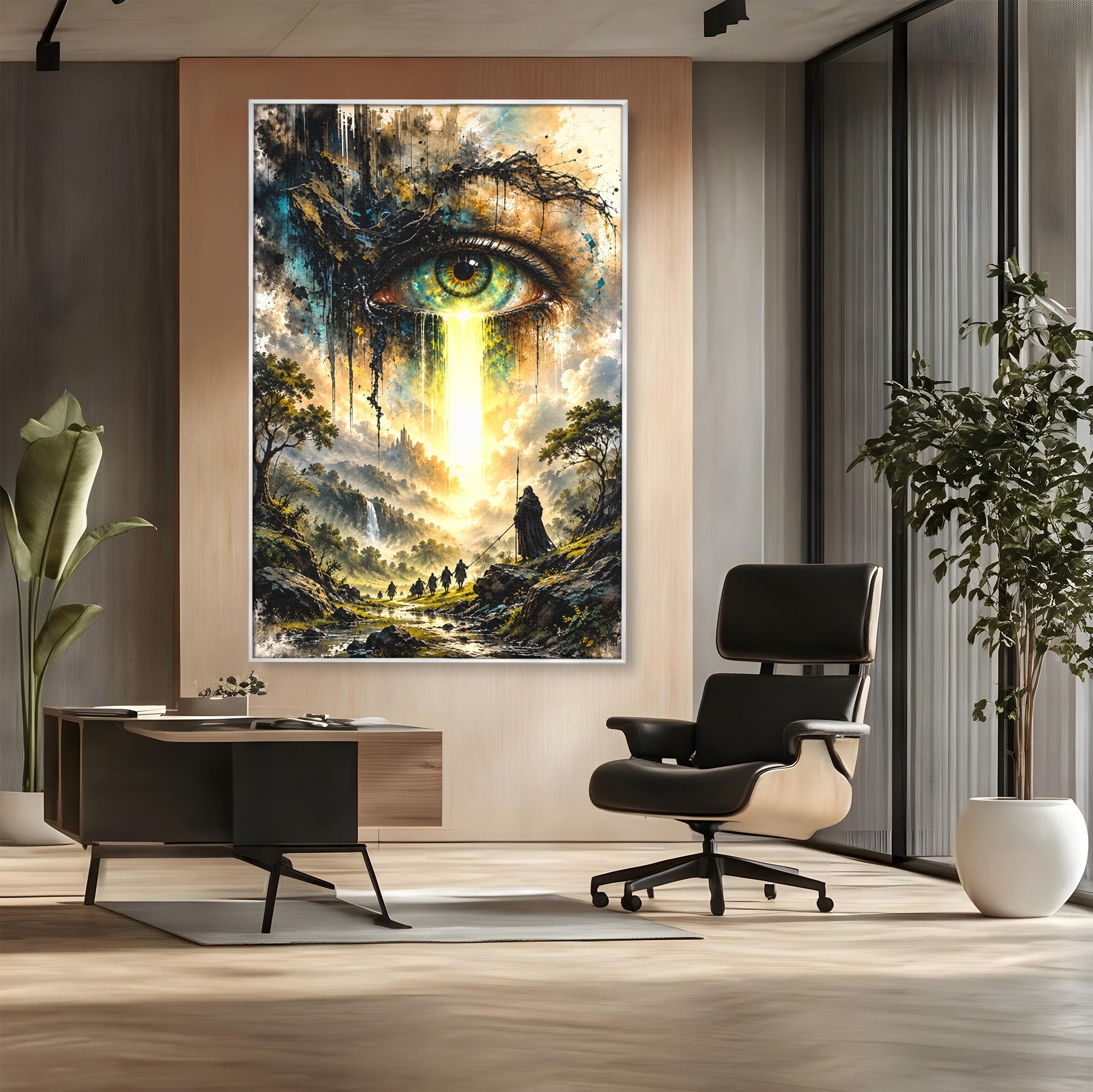 Tablou Canvas Premium LuxCanva® U1107, Ochiul Supraveghetor, Ochi, Peisaj, Fantezie, Aventura, Living, Culori Vibrante