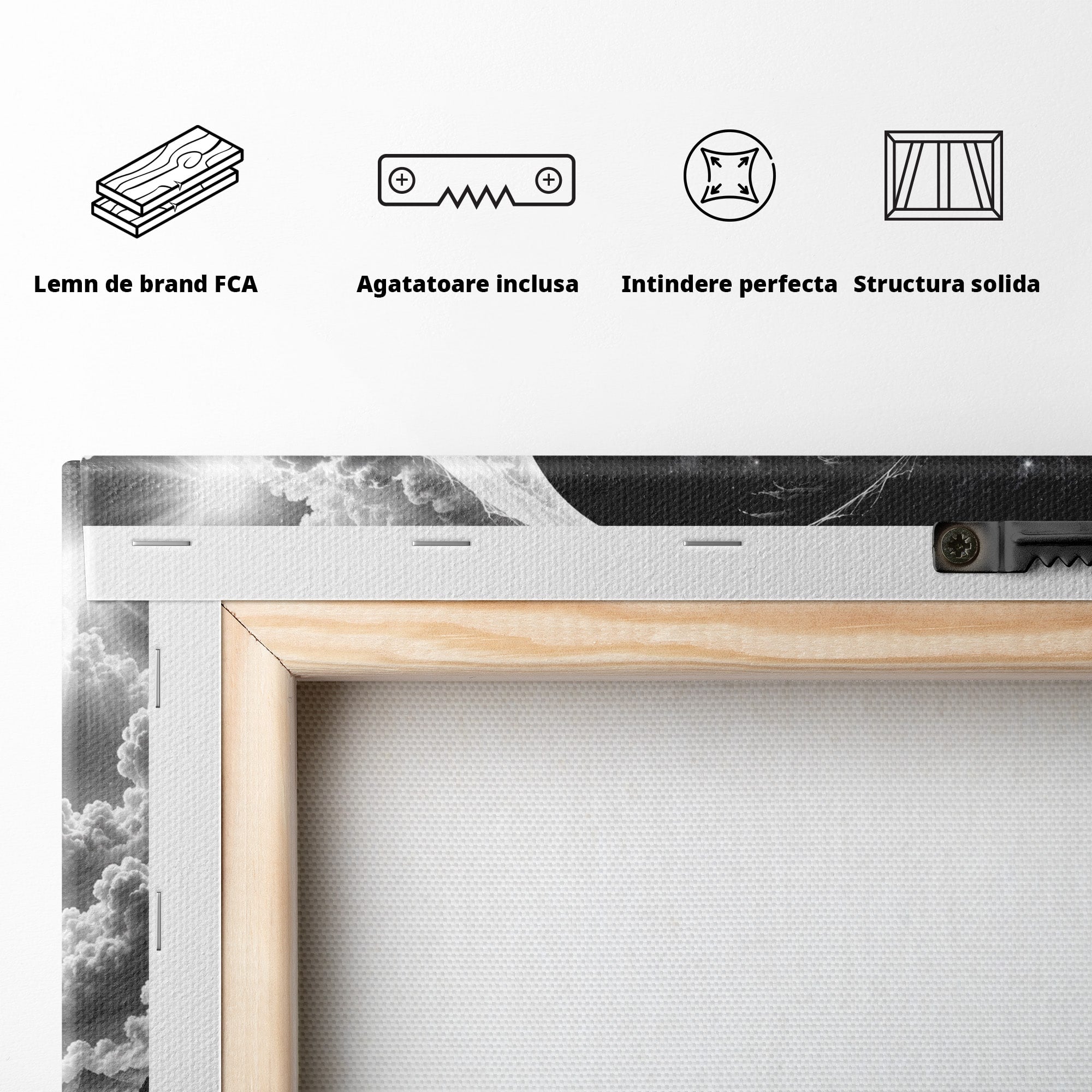Tablou Canvas Premium LuxCanva® U1109, Echilibru Cosmic, Yin Yang, Univers, Peisaj, Dormitor, Meditatie, Culori Vibrante
