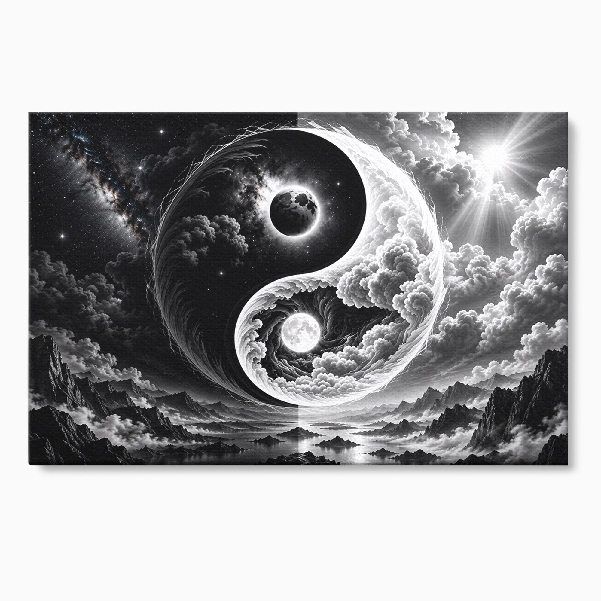 Tablou Canvas Premium LuxCanva® U1109, Echilibru Cosmic, Yin Yang, Univers, Peisaj, Dormitor, Meditatie, Culori Vibrante