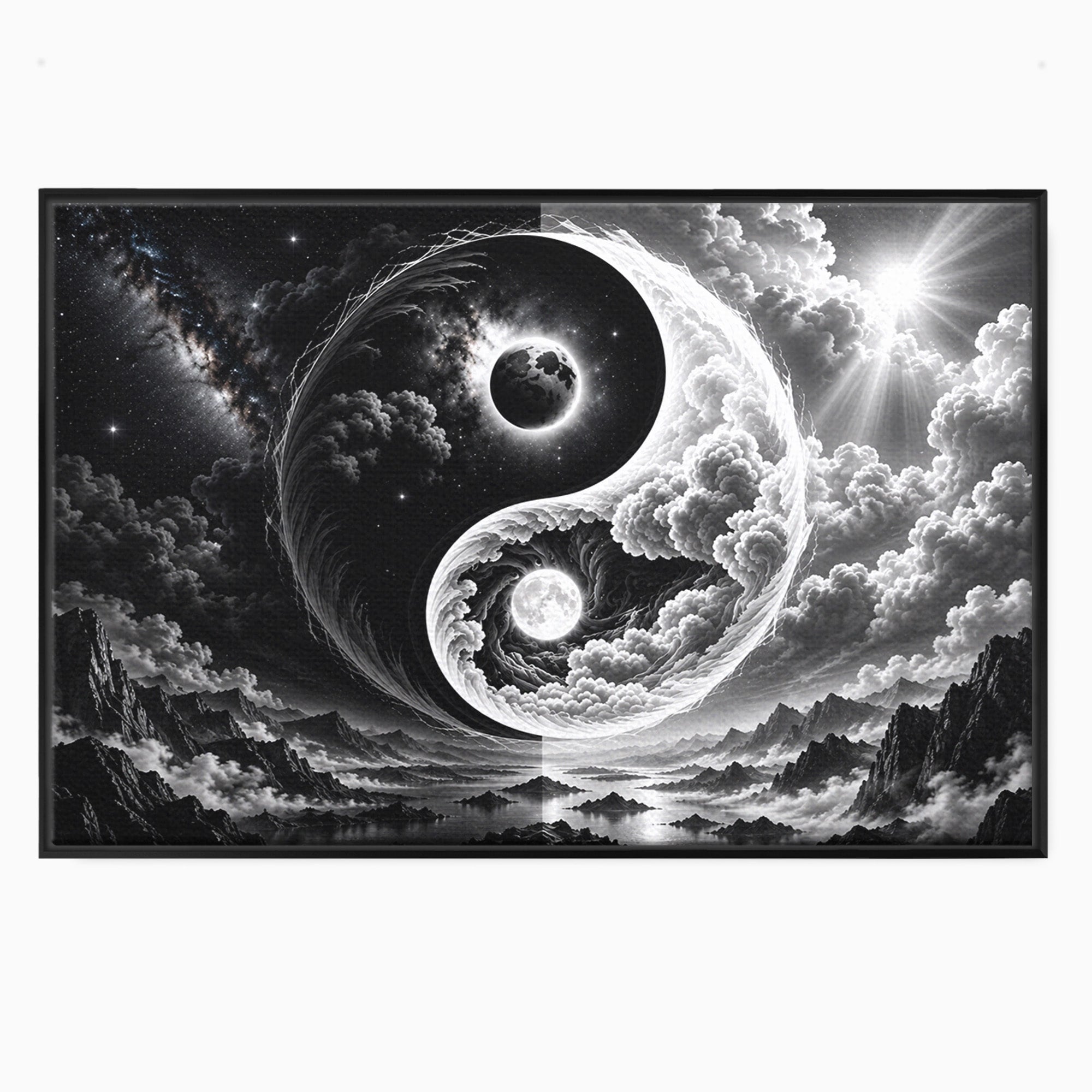Tablou Canvas Premium LuxCanva® U1109, Echilibru Cosmic, Yin Yang, Univers, Peisaj, Dormitor, Meditatie, Culori Vibrante