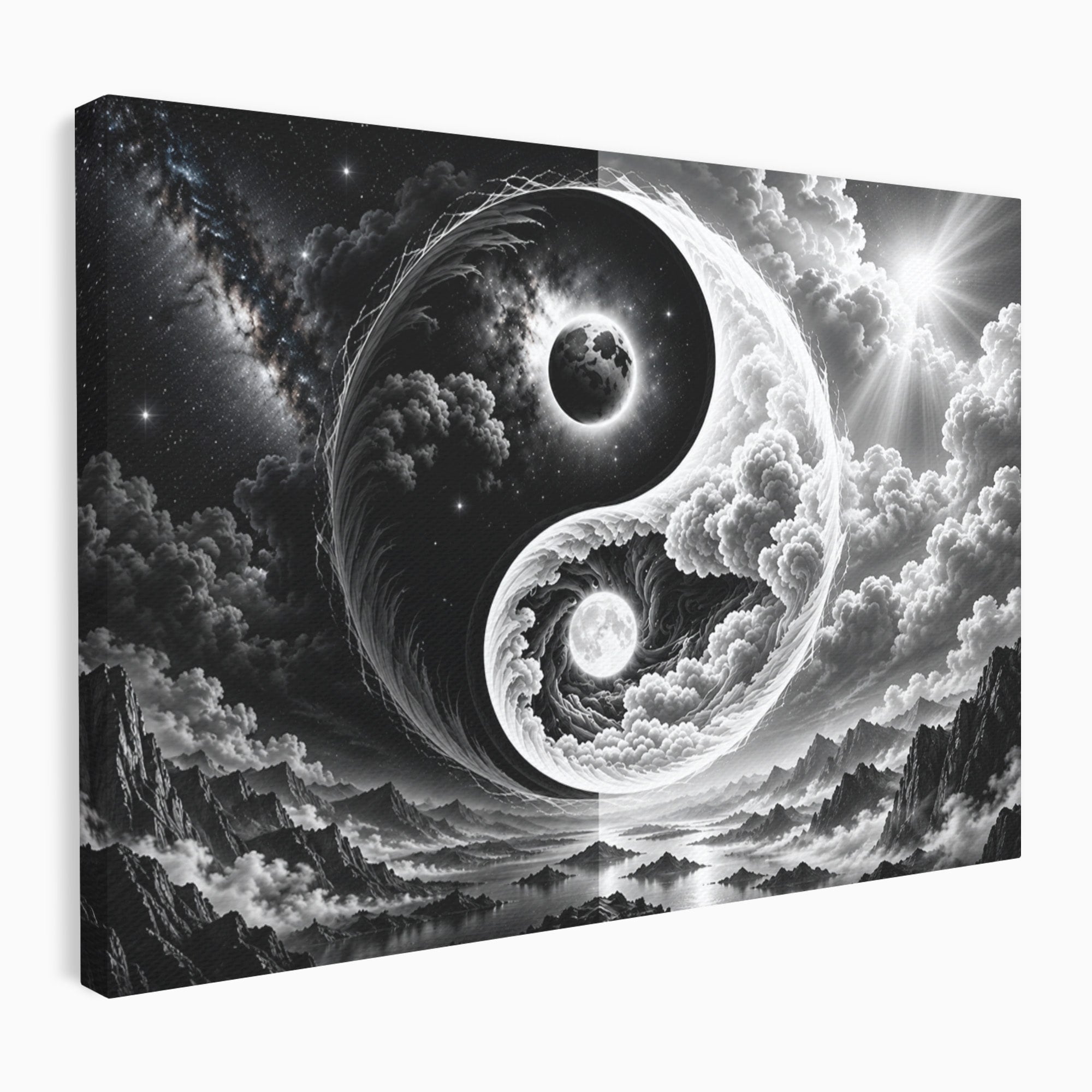 Tablou Canvas Premium LuxCanva® U1109, Echilibru Cosmic, Yin Yang, Univers, Peisaj, Dormitor, Meditatie, Culori Vibrante