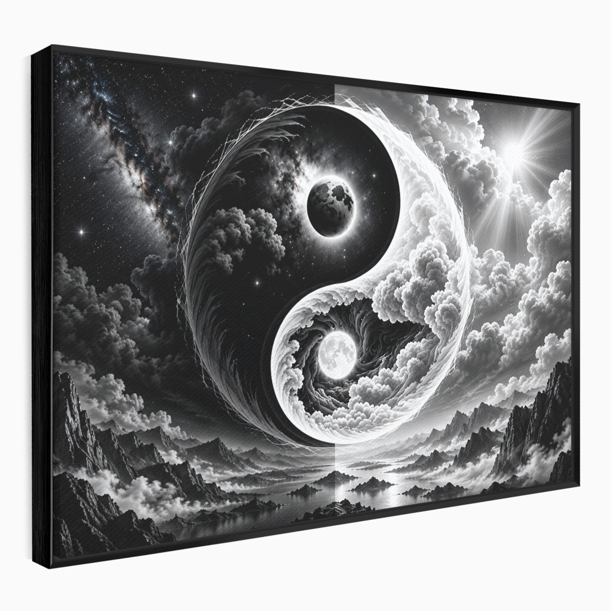 Tablou Canvas Premium LuxCanva® U1109, Echilibru Cosmic, Yin Yang, Univers, Peisaj, Dormitor, Meditatie, Culori Vibrante