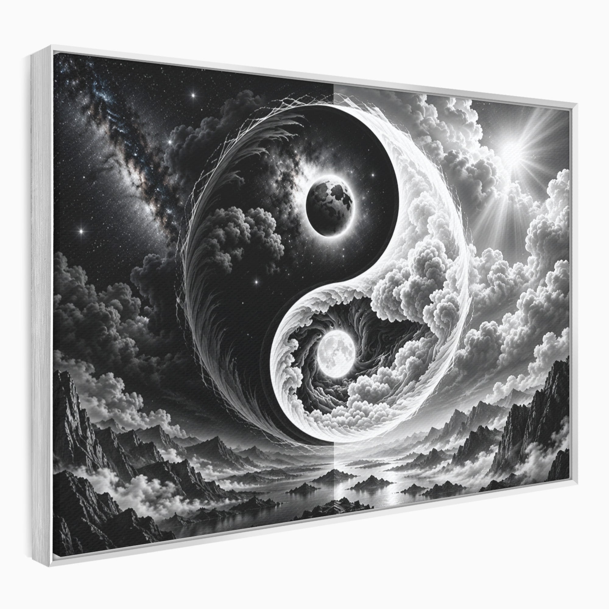 Tablou Canvas Premium LuxCanva® U1109, Echilibru Cosmic, Yin Yang, Univers, Peisaj, Dormitor, Meditatie, Culori Vibrante