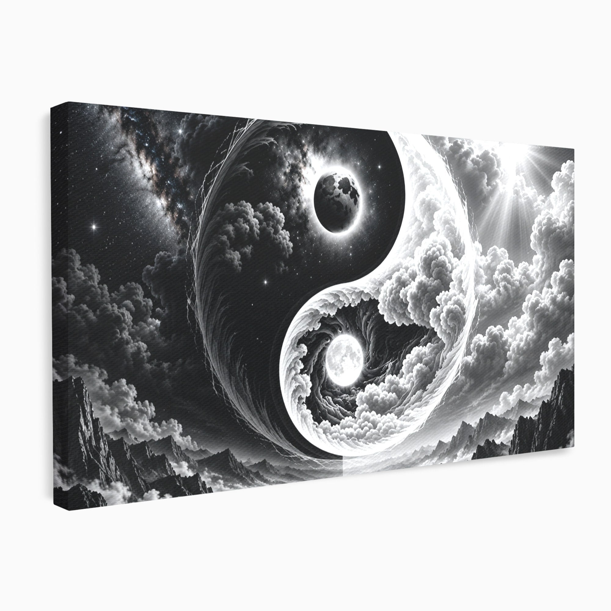Tablou Canvas Premium LuxCanva® U1109, Echilibru Cosmic, Yin Yang, Univers, Peisaj, Dormitor, Meditatie, Culori Vibrante