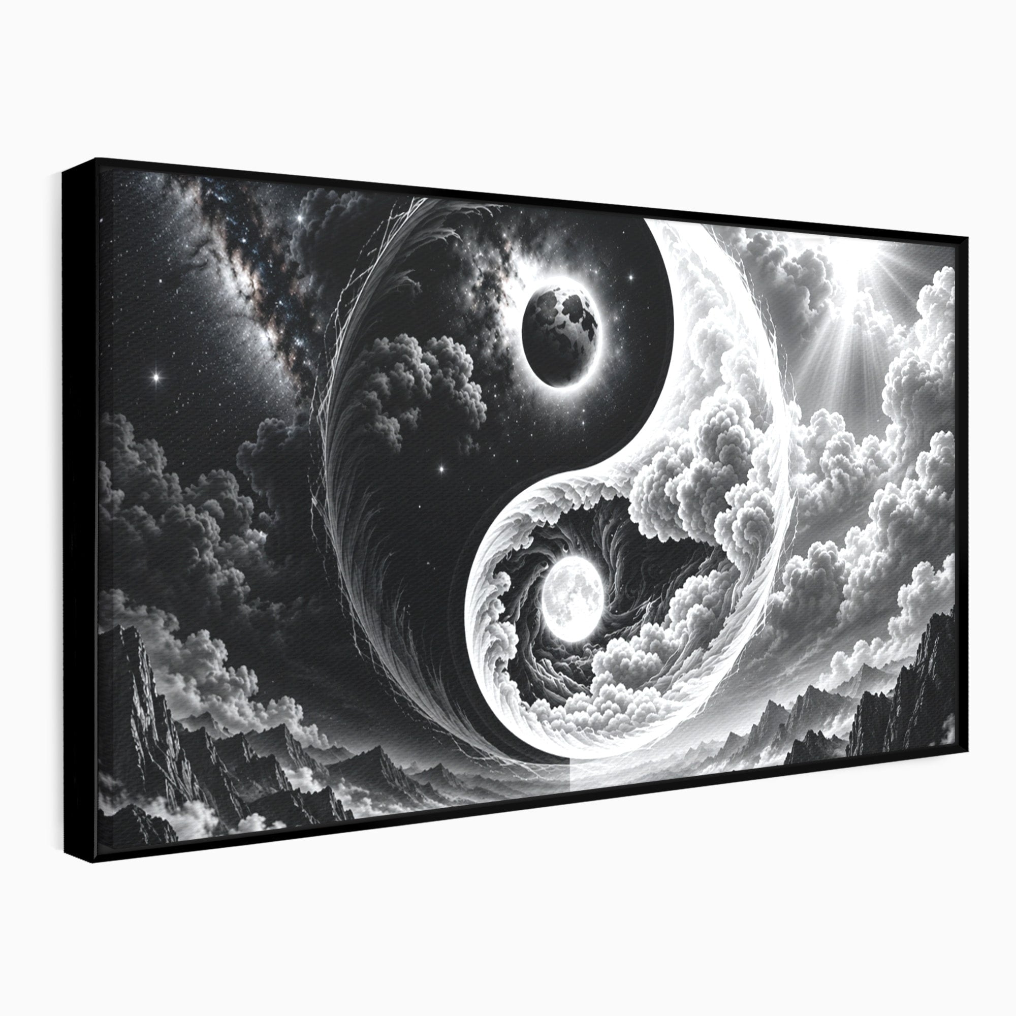 Tablou Canvas Premium LuxCanva® U1109, Echilibru Cosmic, Yin Yang, Univers, Peisaj, Dormitor, Meditatie, Culori Vibrante