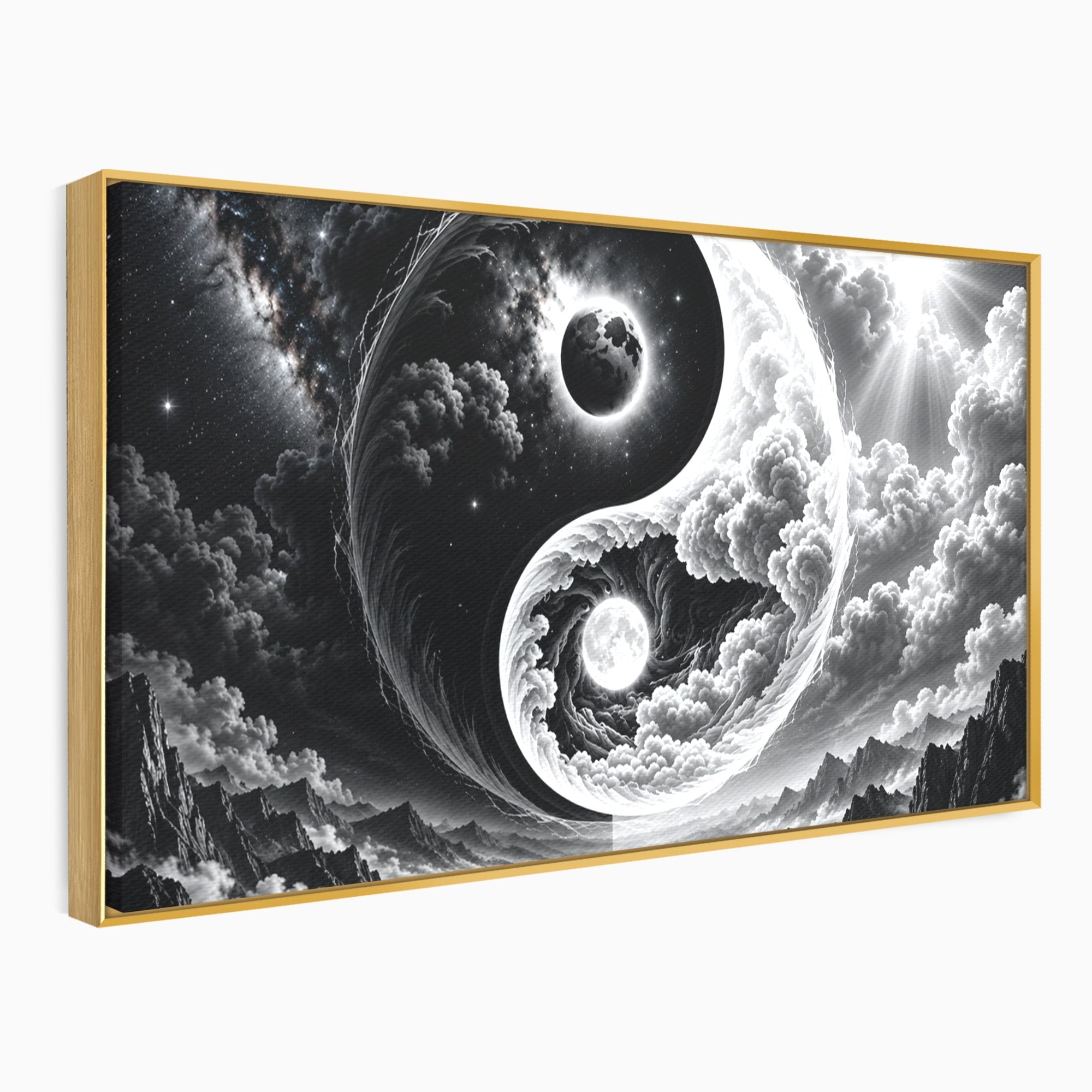 Tablou Canvas Premium LuxCanva® U1109, Echilibru Cosmic, Yin Yang, Univers, Peisaj, Dormitor, Meditatie, Culori Vibrante