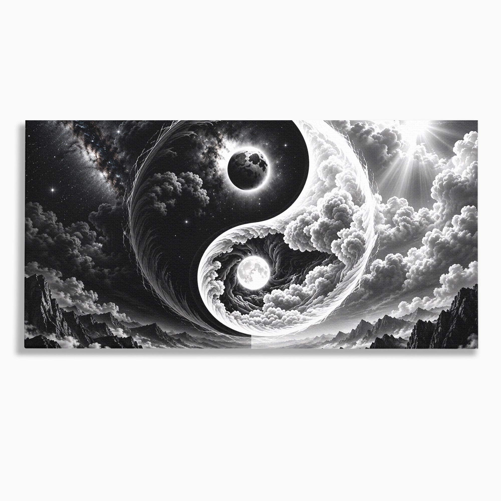 Tablou Canvas Premium LuxCanva® U1109, Echilibru Cosmic, Yin Yang, Univers, Peisaj, Dormitor, Meditatie, Culori Vibrante