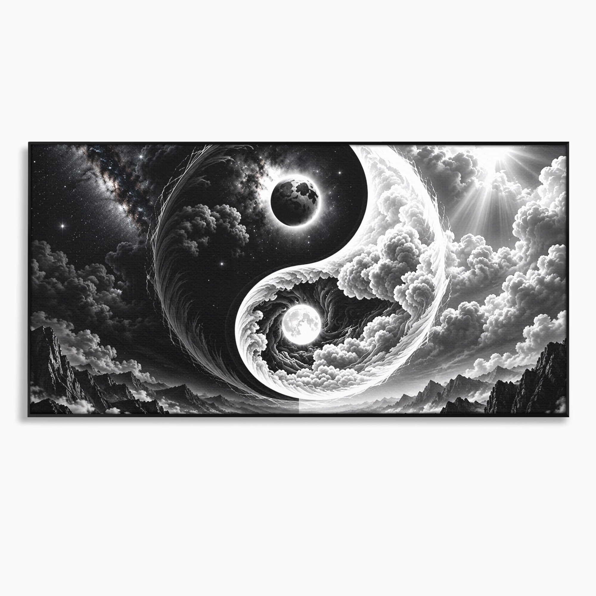 Tablou Canvas Premium LuxCanva® U1109, Echilibru Cosmic, Yin Yang, Univers, Peisaj, Dormitor, Meditatie, Culori Vibrante