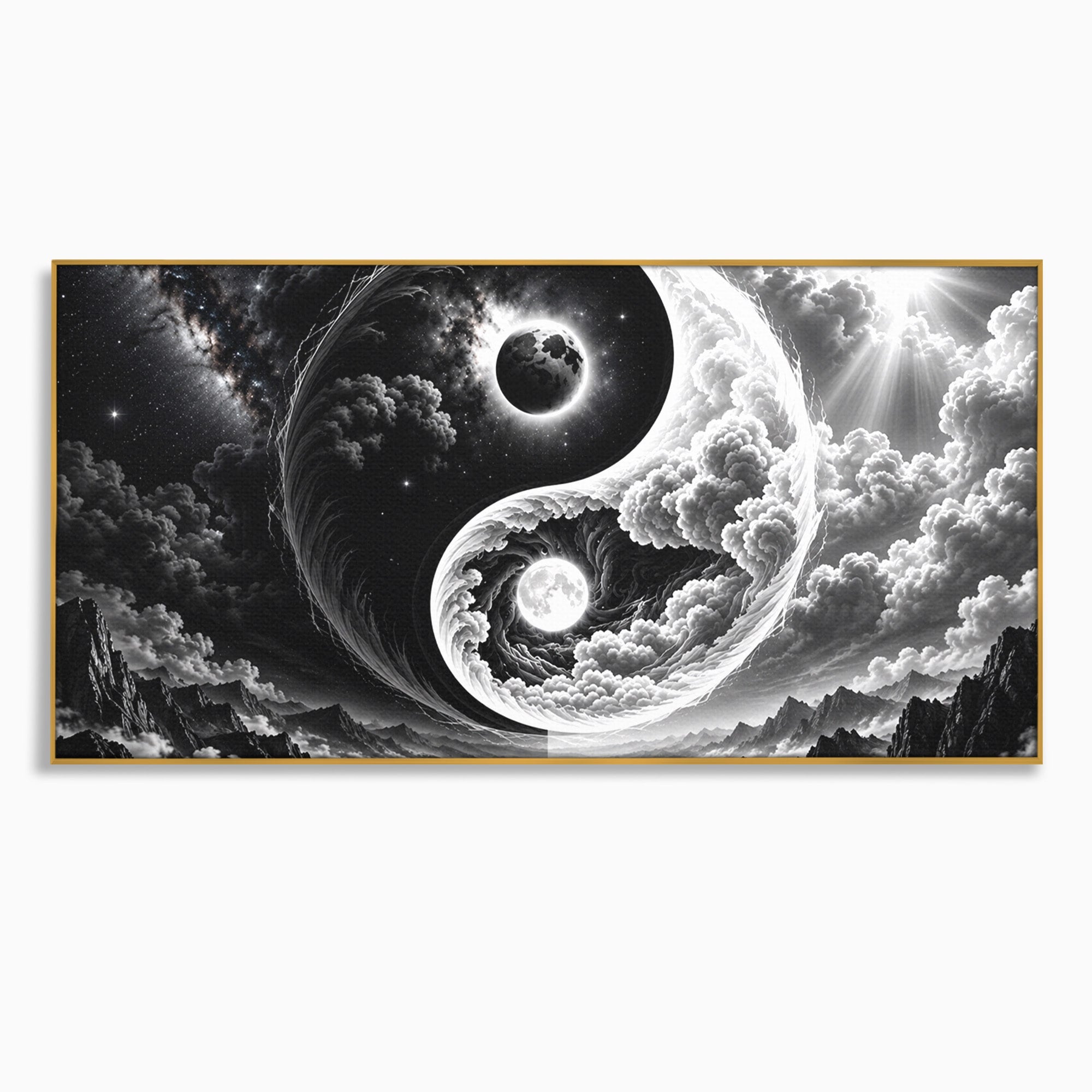 Tablou Canvas Premium LuxCanva® U1109, Echilibru Cosmic, Yin Yang, Univers, Peisaj, Dormitor, Meditatie, Culori Vibrante