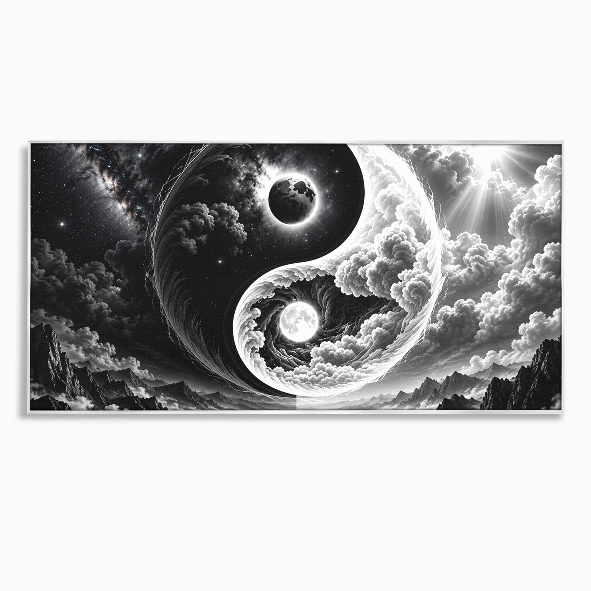 Tablou Canvas Premium LuxCanva® U1109, Echilibru Cosmic, Yin Yang, Univers, Peisaj, Dormitor, Meditatie, Culori Vibrante