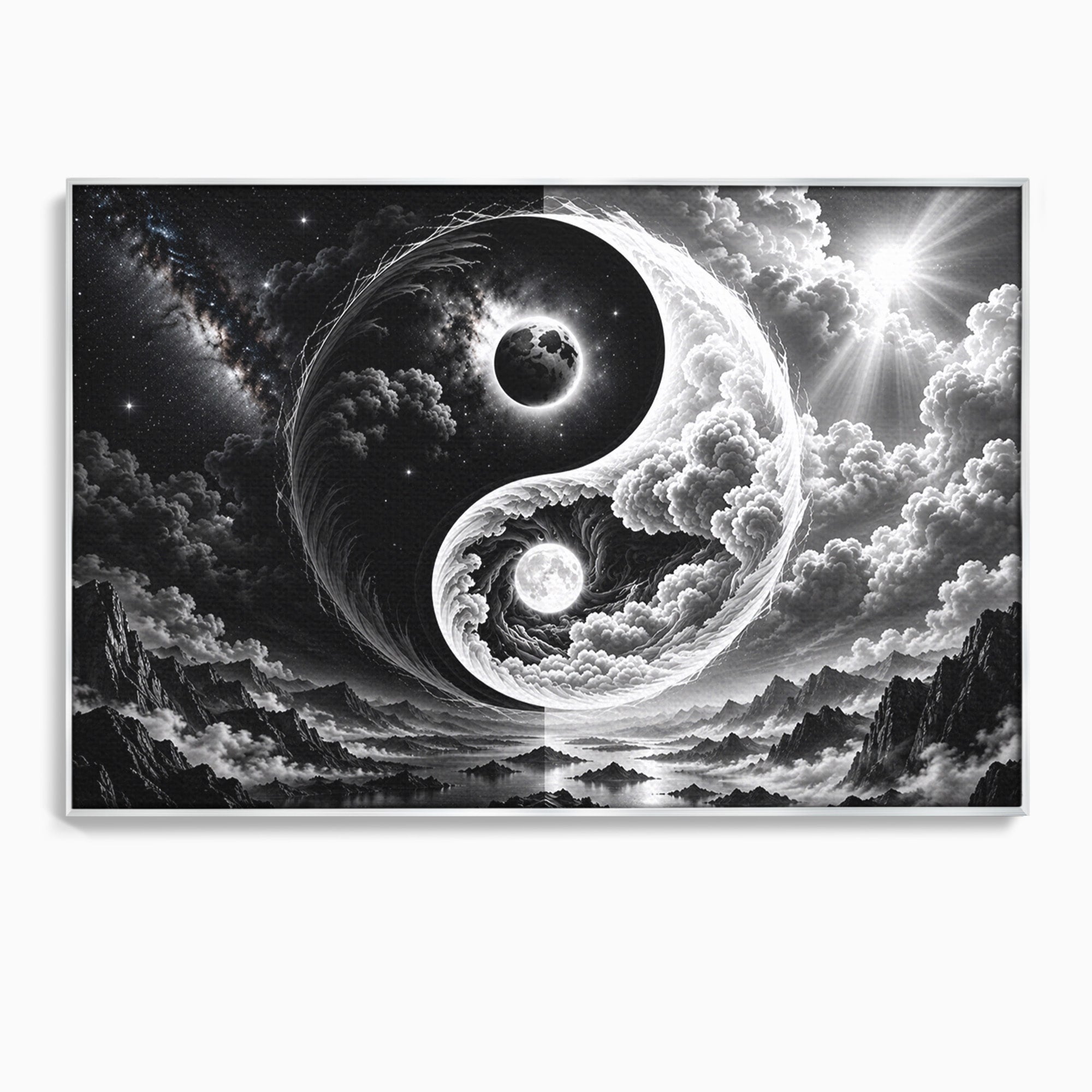 Tablou Canvas Premium LuxCanva® U1109, Echilibru Cosmic, Yin Yang, Univers, Peisaj, Dormitor, Meditatie, Culori Vibrante