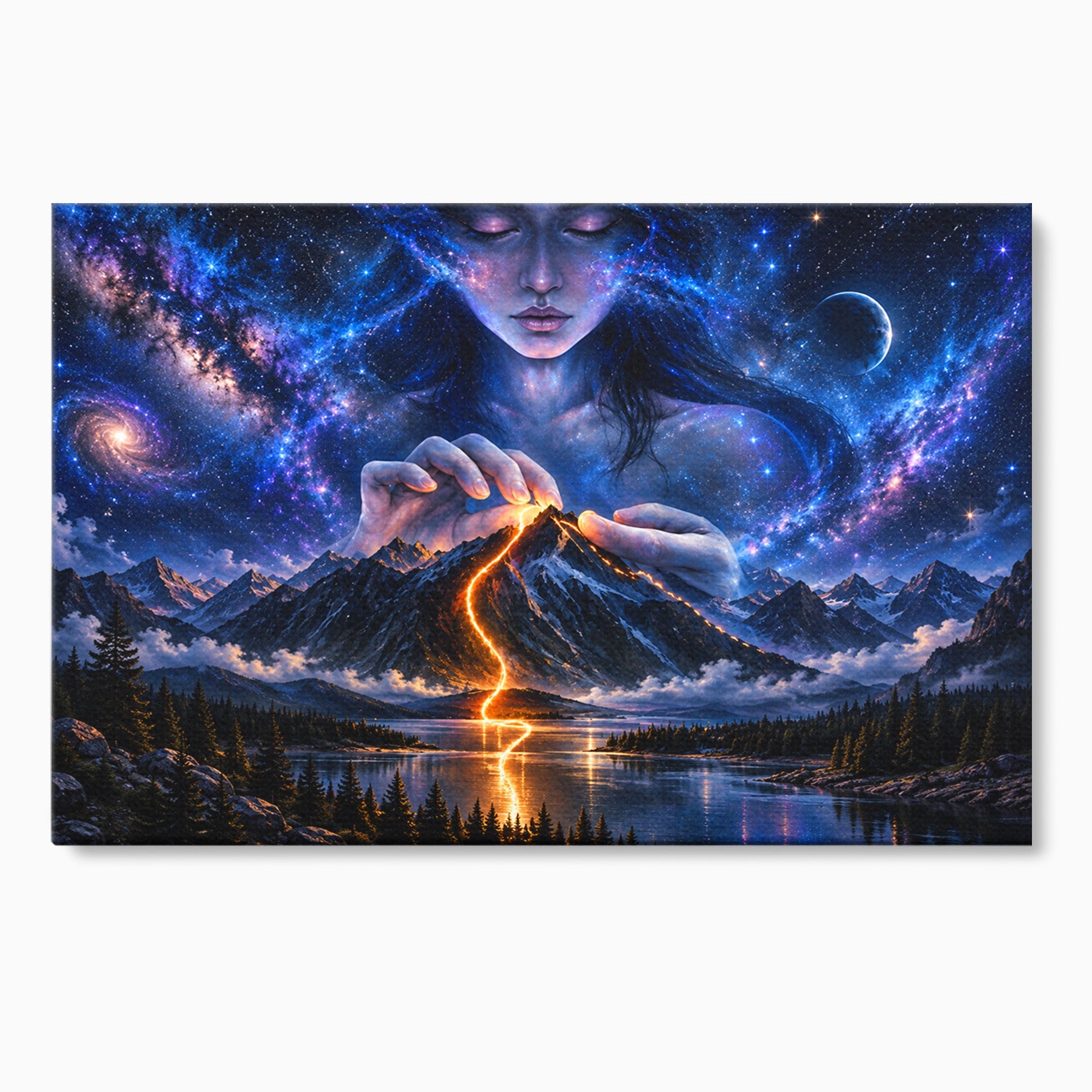 Tablou Canvas Premium LuxCanva® U1110, Zeița Cosmosului, Peisaj, Fantezie, Zeița, Cosmos,  Living, Culori Vibrante