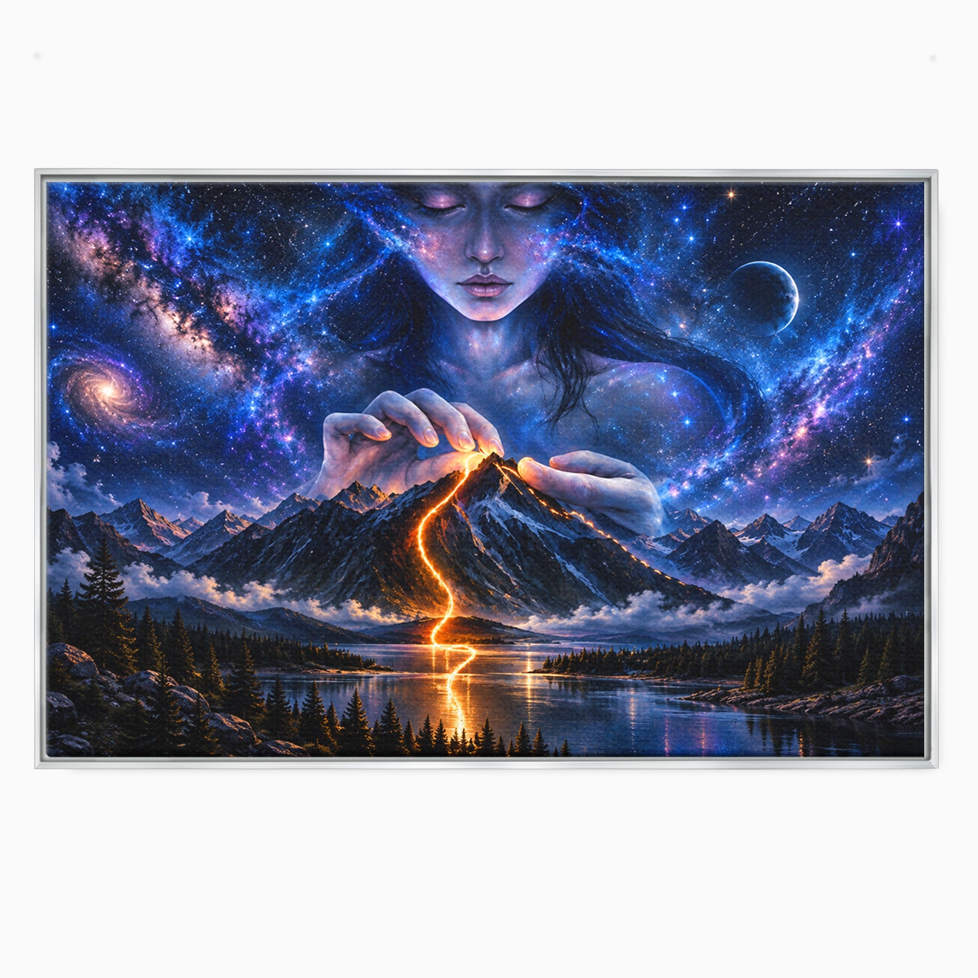 Tablou Canvas Premium LuxCanva® U1110, Zeița Cosmosului, Peisaj, Fantezie, Zeița, Cosmos,  Living, Culori Vibrante