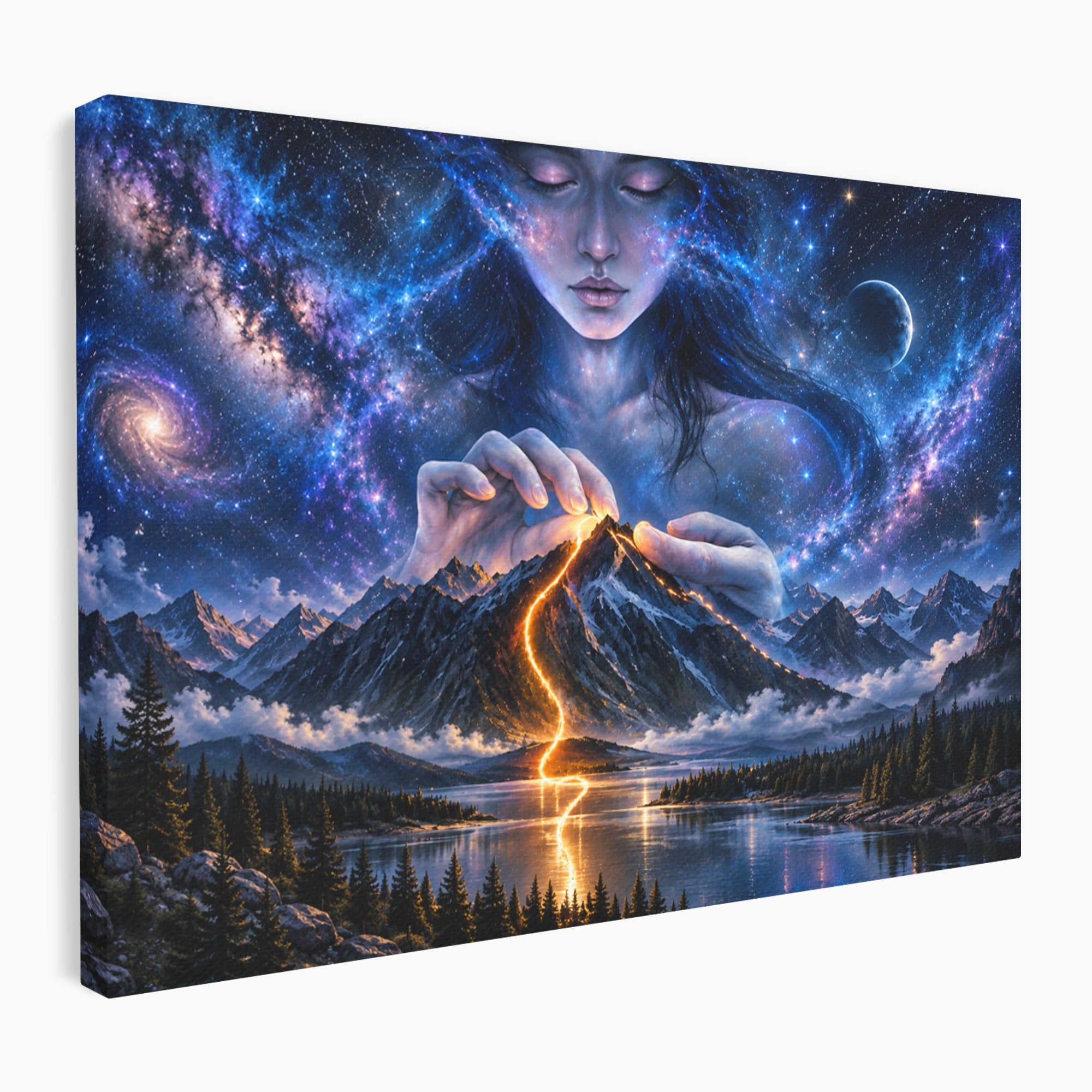 Tablou Canvas Premium LuxCanva® U1110, Zeița Cosmosului, Peisaj, Fantezie, Zeița, Cosmos,  Living, Culori Vibrante