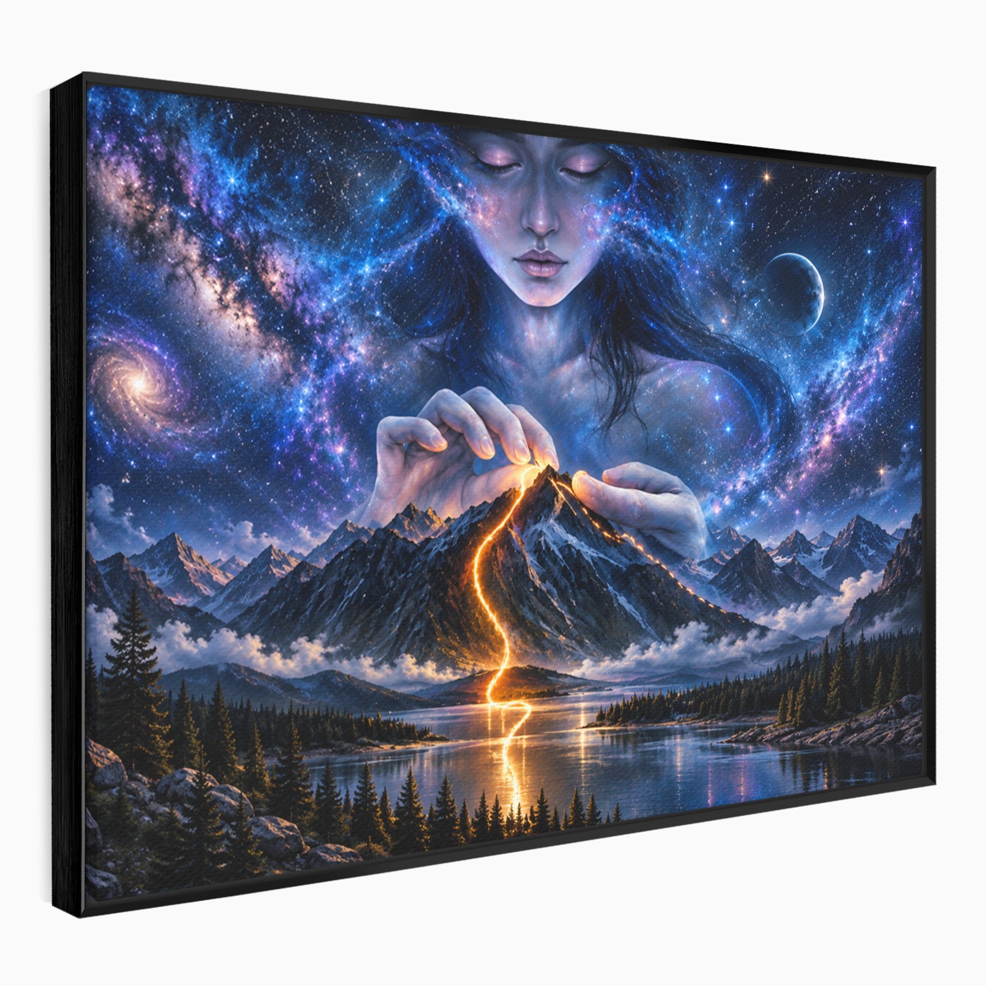 Tablou Canvas Premium LuxCanva® U1110, Zeița Cosmosului, Peisaj, Fantezie, Zeița, Cosmos,  Living, Culori Vibrante