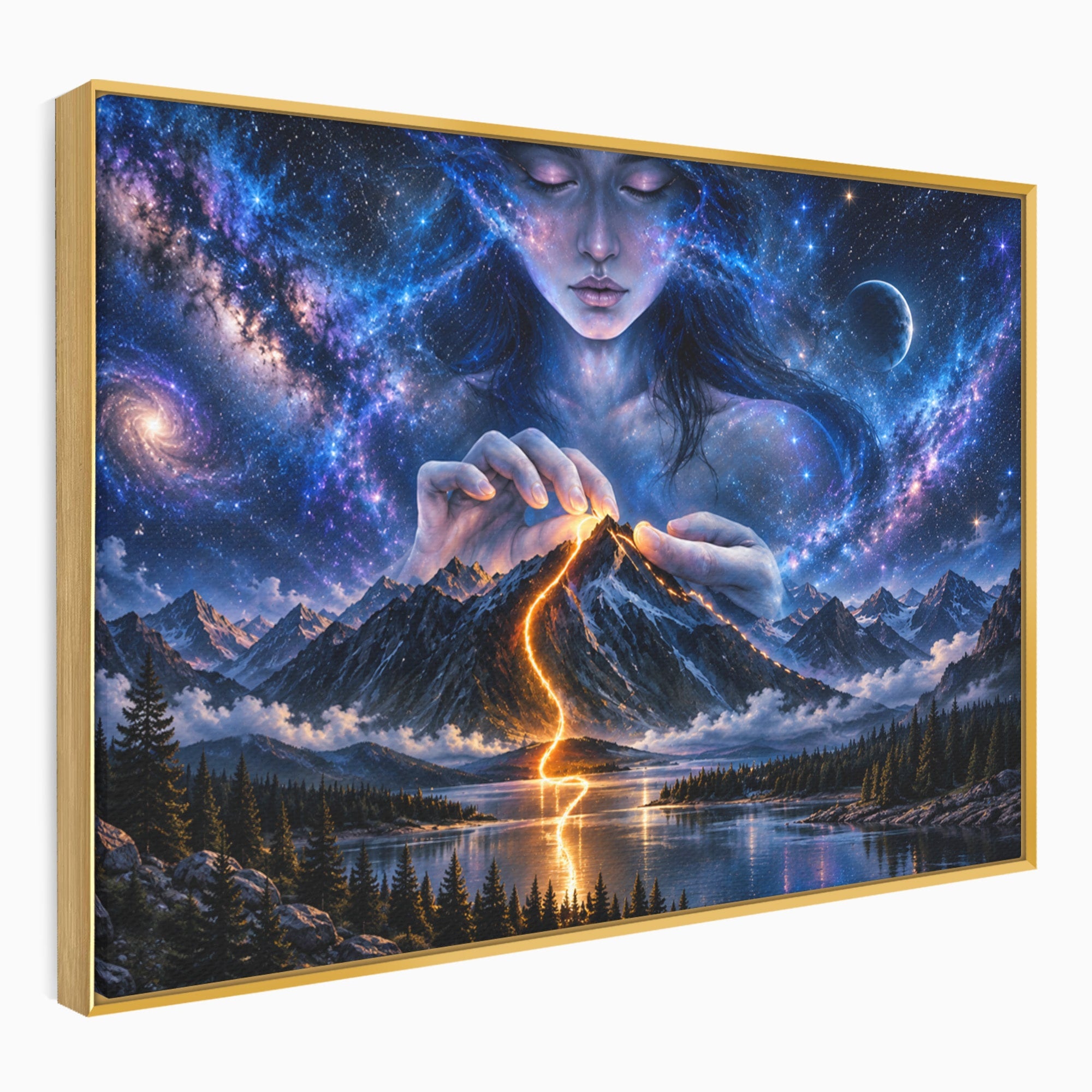 Tablou Canvas Premium LuxCanva® U1110, Zeița Cosmosului, Peisaj, Fantezie, Zeița, Cosmos,  Living, Culori Vibrante