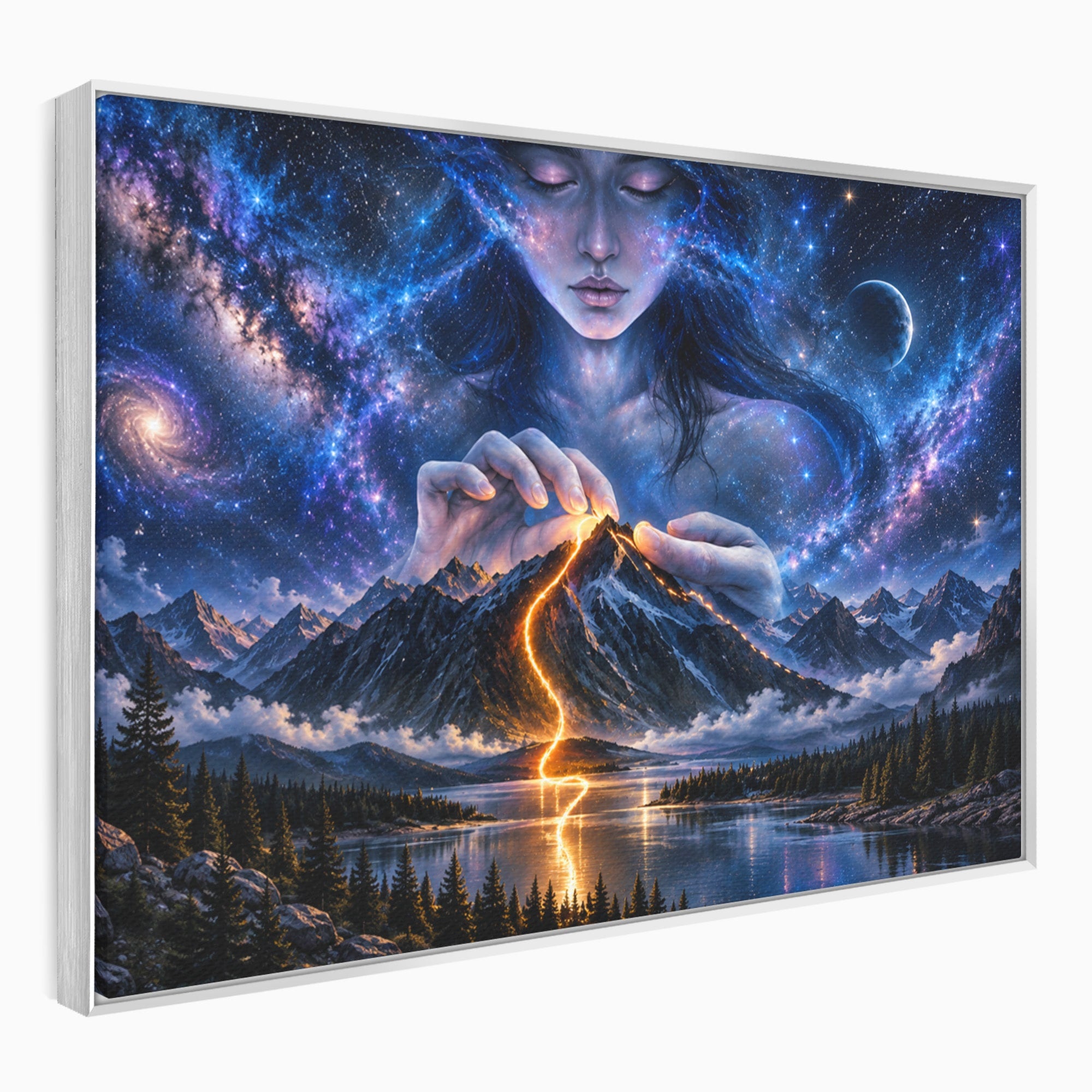 Tablou Canvas Premium LuxCanva® U1110, Zeița Cosmosului, Peisaj, Fantezie, Zeița, Cosmos,  Living, Culori Vibrante