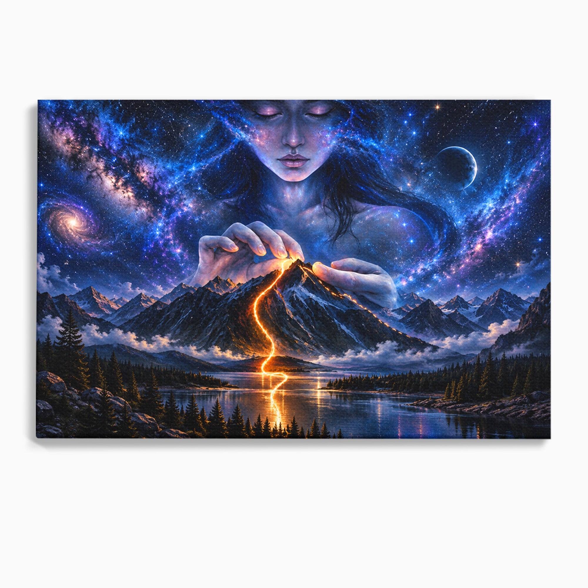 Tablou Canvas Premium LuxCanva® U1110, Zeița Cosmosului, Peisaj, Fantezie, Zeița, Cosmos,  Living, Culori Vibrante