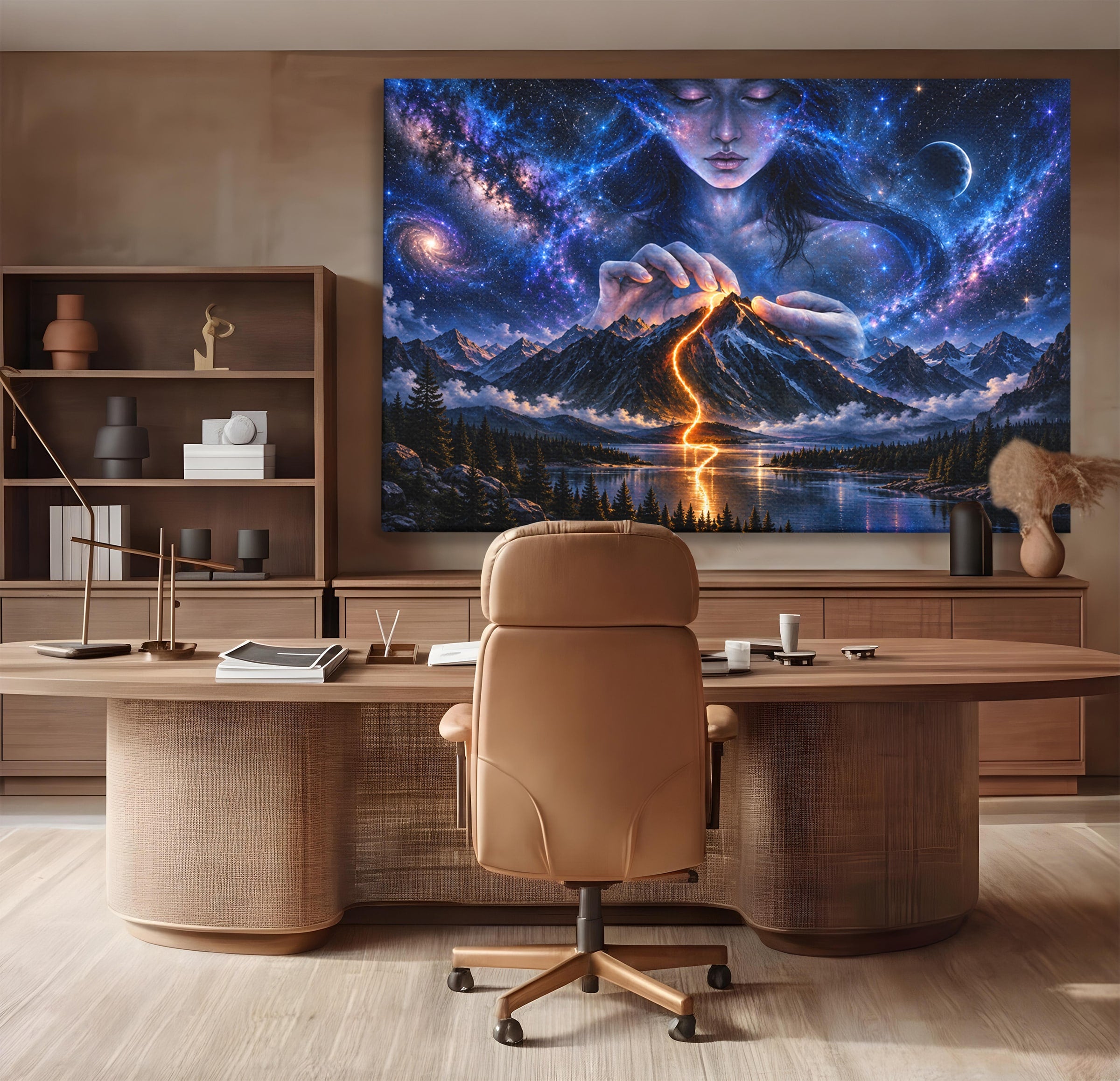 Tablou Canvas Premium LuxCanva® U1110, Zeița Cosmosului, Peisaj, Fantezie, Zeița, Cosmos,  Living, Culori Vibrante