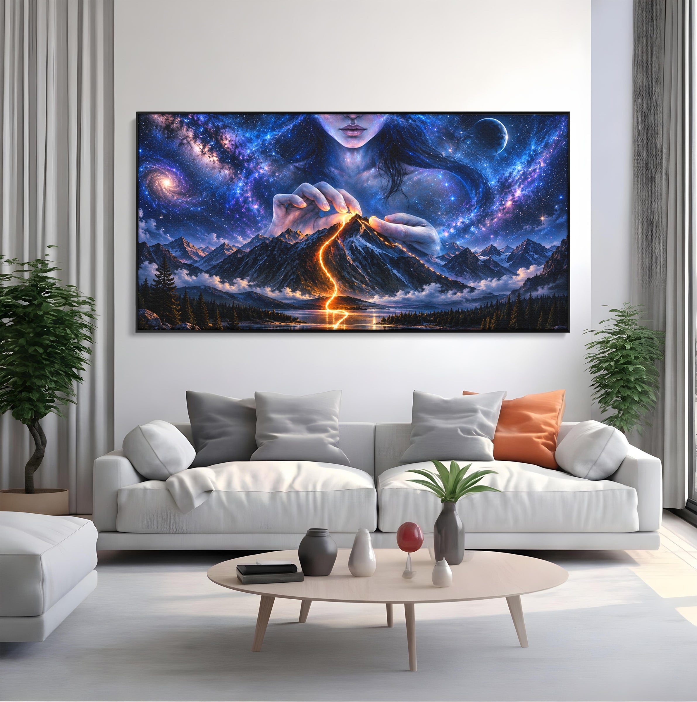 Tablou Canvas Premium LuxCanva® U1110, Zeița Cosmosului, Peisaj, Fantezie, Zeița, Cosmos,  Living, Culori Vibrante