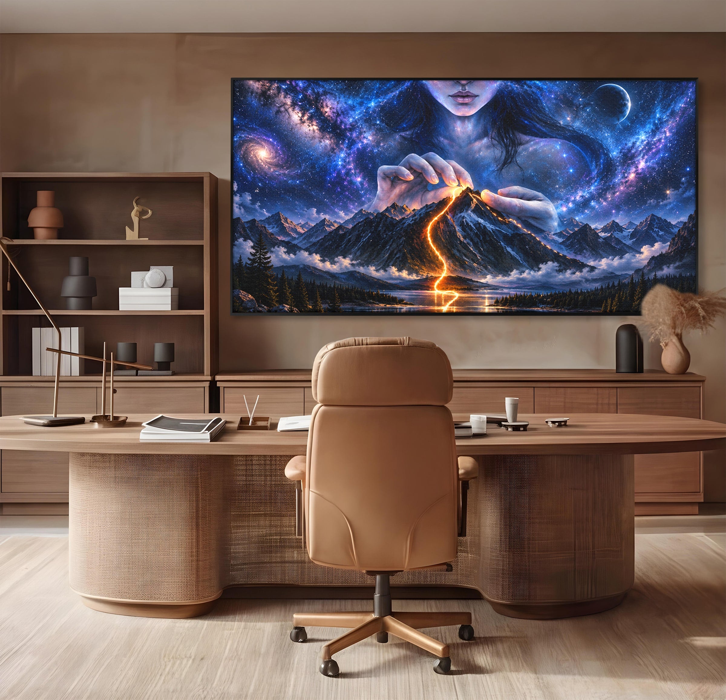 Tablou Canvas Premium LuxCanva® U1110, Zeița Cosmosului, Peisaj, Fantezie, Zeița, Cosmos,  Living, Culori Vibrante