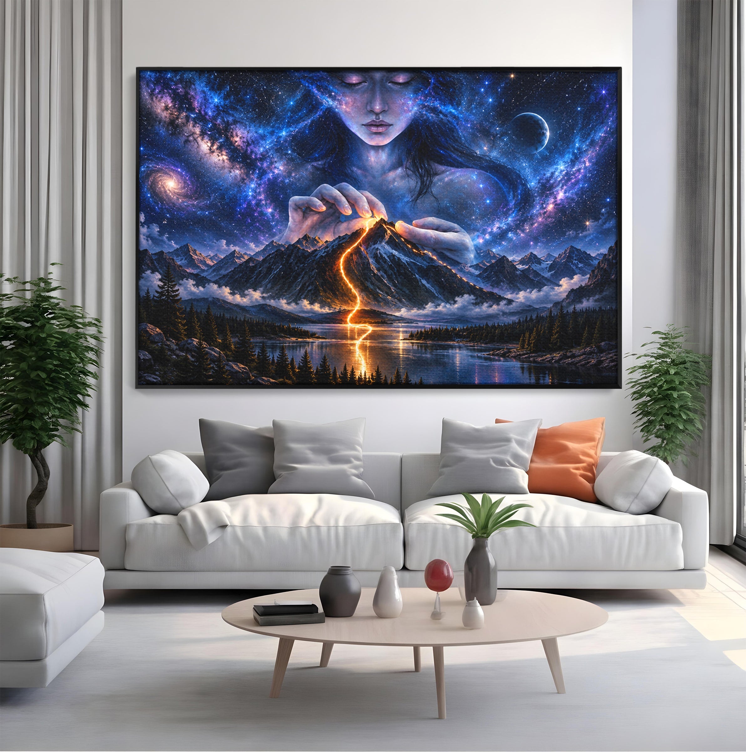 Tablou Canvas Premium LuxCanva® U1110, Zeița Cosmosului, Peisaj, Fantezie, Zeița, Cosmos,  Living, Culori Vibrante
