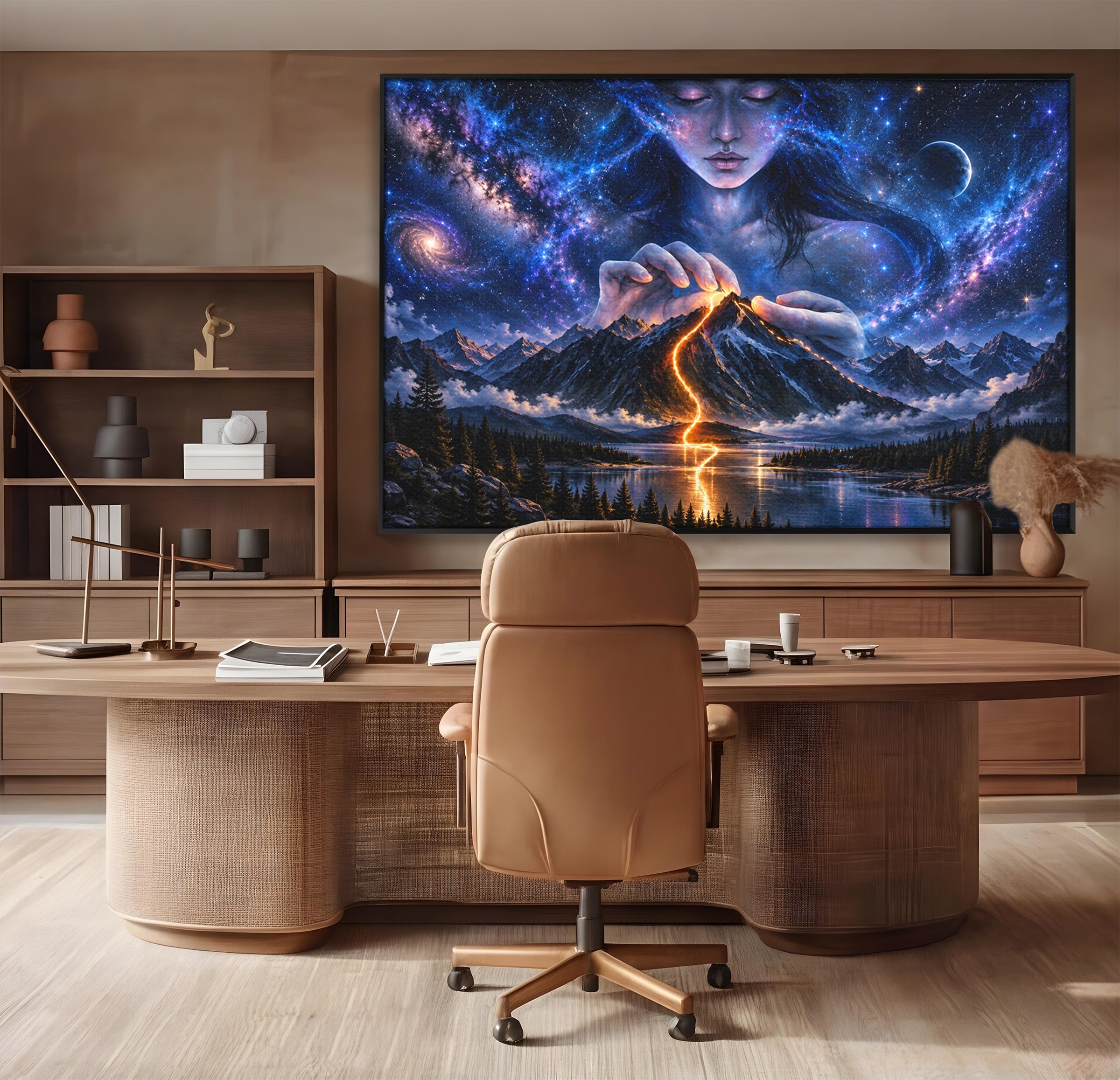 Tablou Canvas Premium LuxCanva® U1110, Zeița Cosmosului, Peisaj, Fantezie, Zeița, Cosmos,  Living, Culori Vibrante