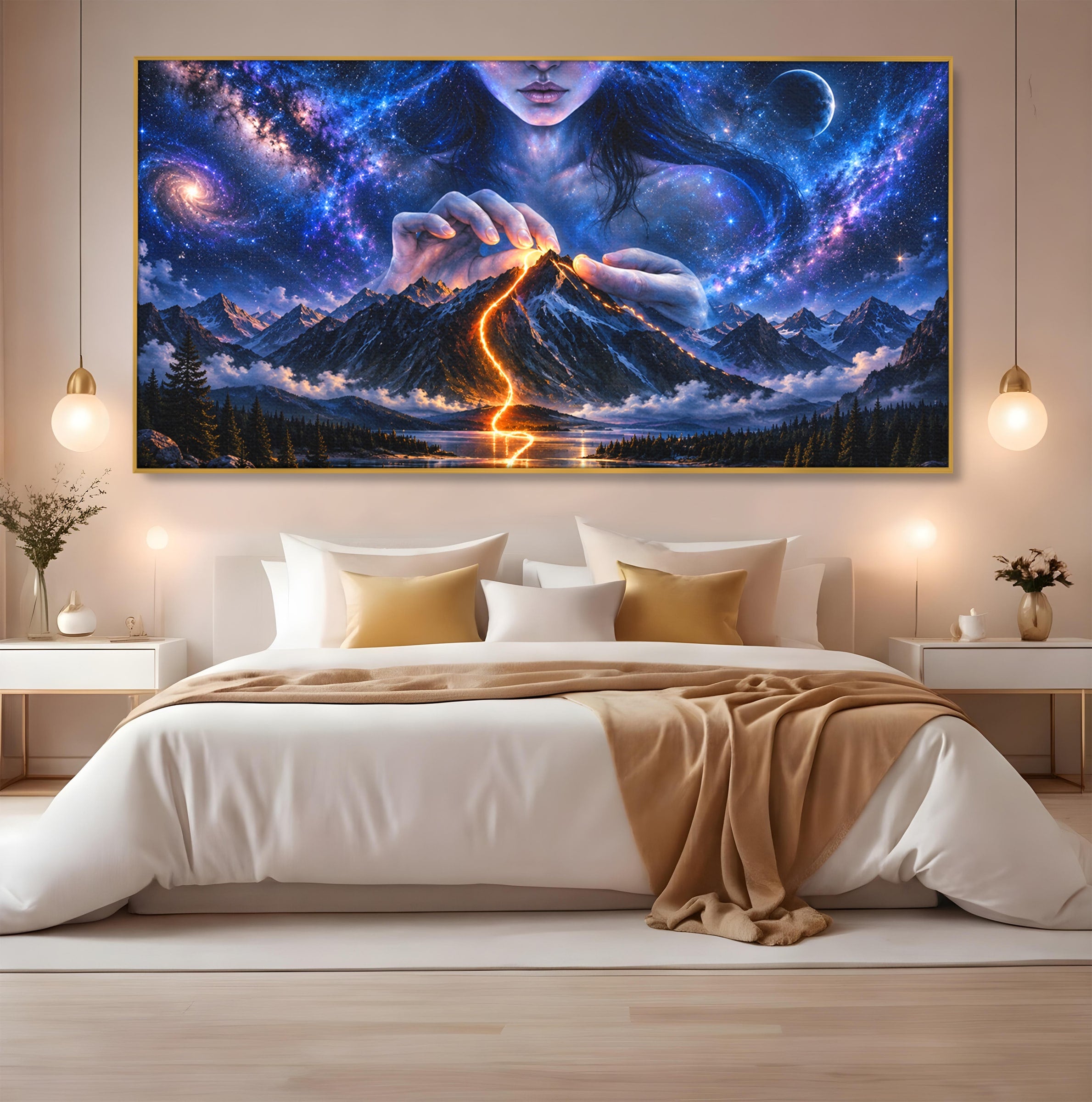 Tablou Canvas Premium LuxCanva® U1110, Zeița Cosmosului, Peisaj, Fantezie, Zeița, Cosmos,  Living, Culori Vibrante