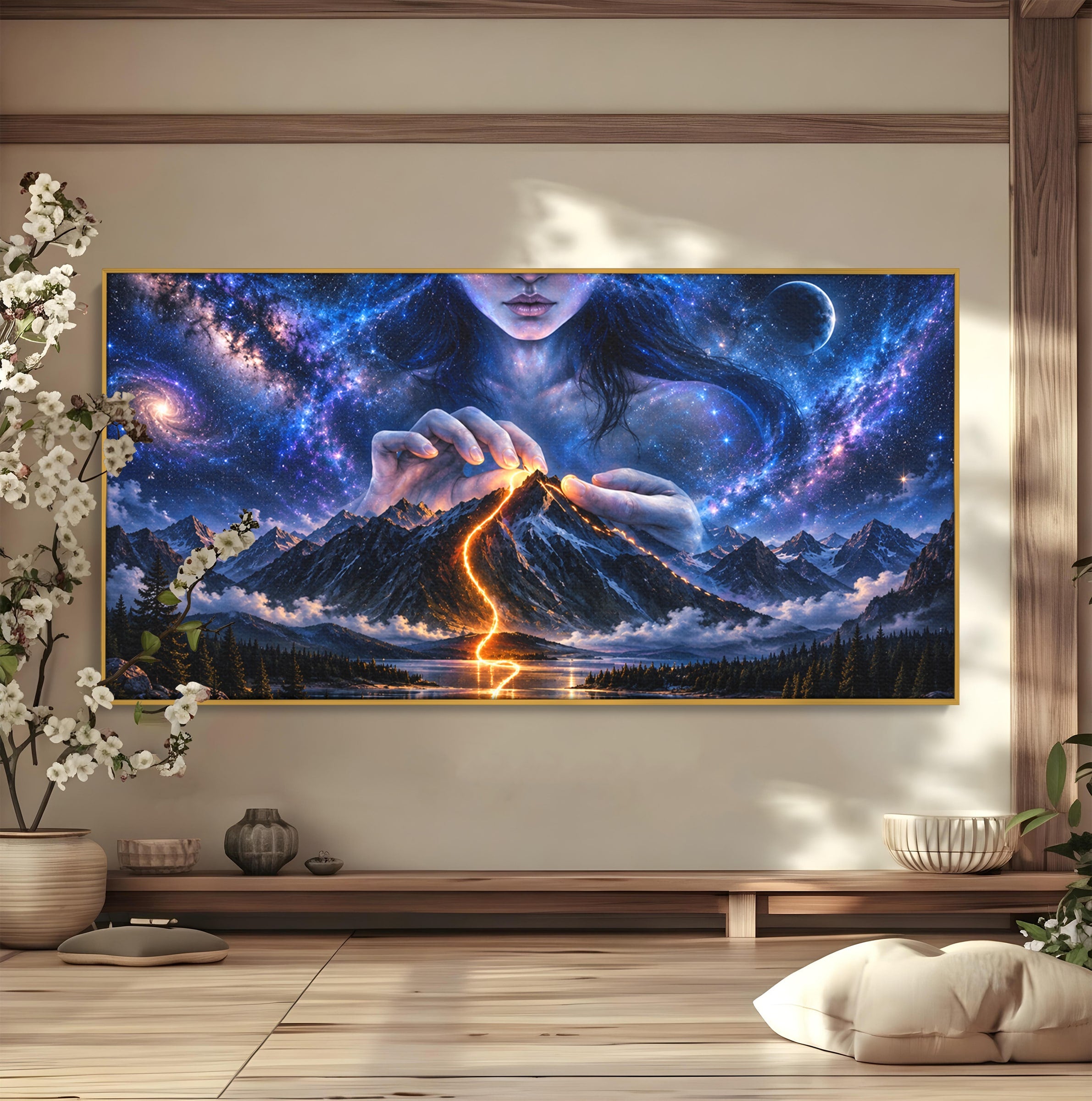 Tablou Canvas Premium LuxCanva® U1110, Zeița Cosmosului, Peisaj, Fantezie, Zeița, Cosmos,  Living, Culori Vibrante