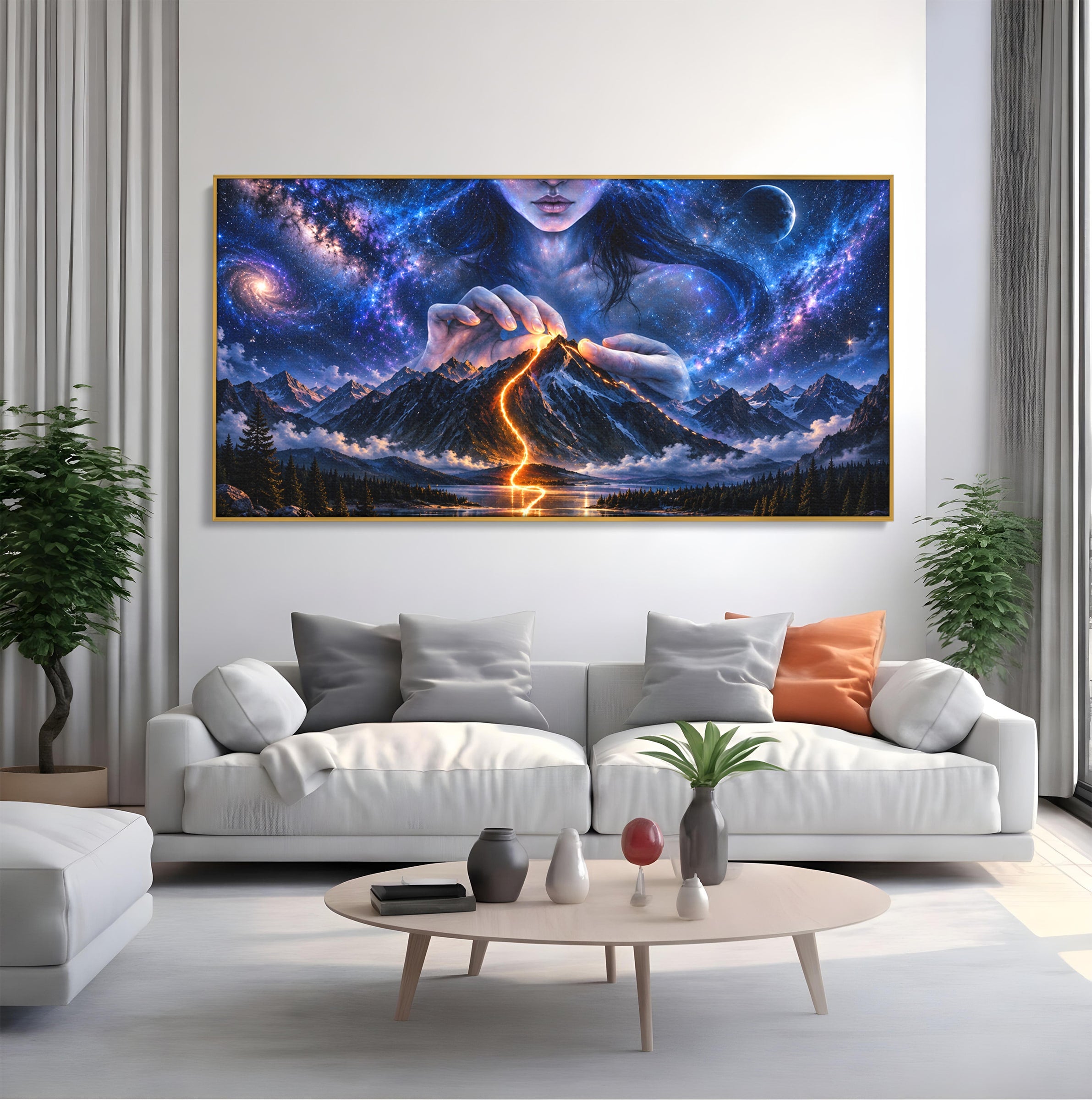 Tablou Canvas Premium LuxCanva® U1110, Zeița Cosmosului, Peisaj, Fantezie, Zeița, Cosmos,  Living, Culori Vibrante