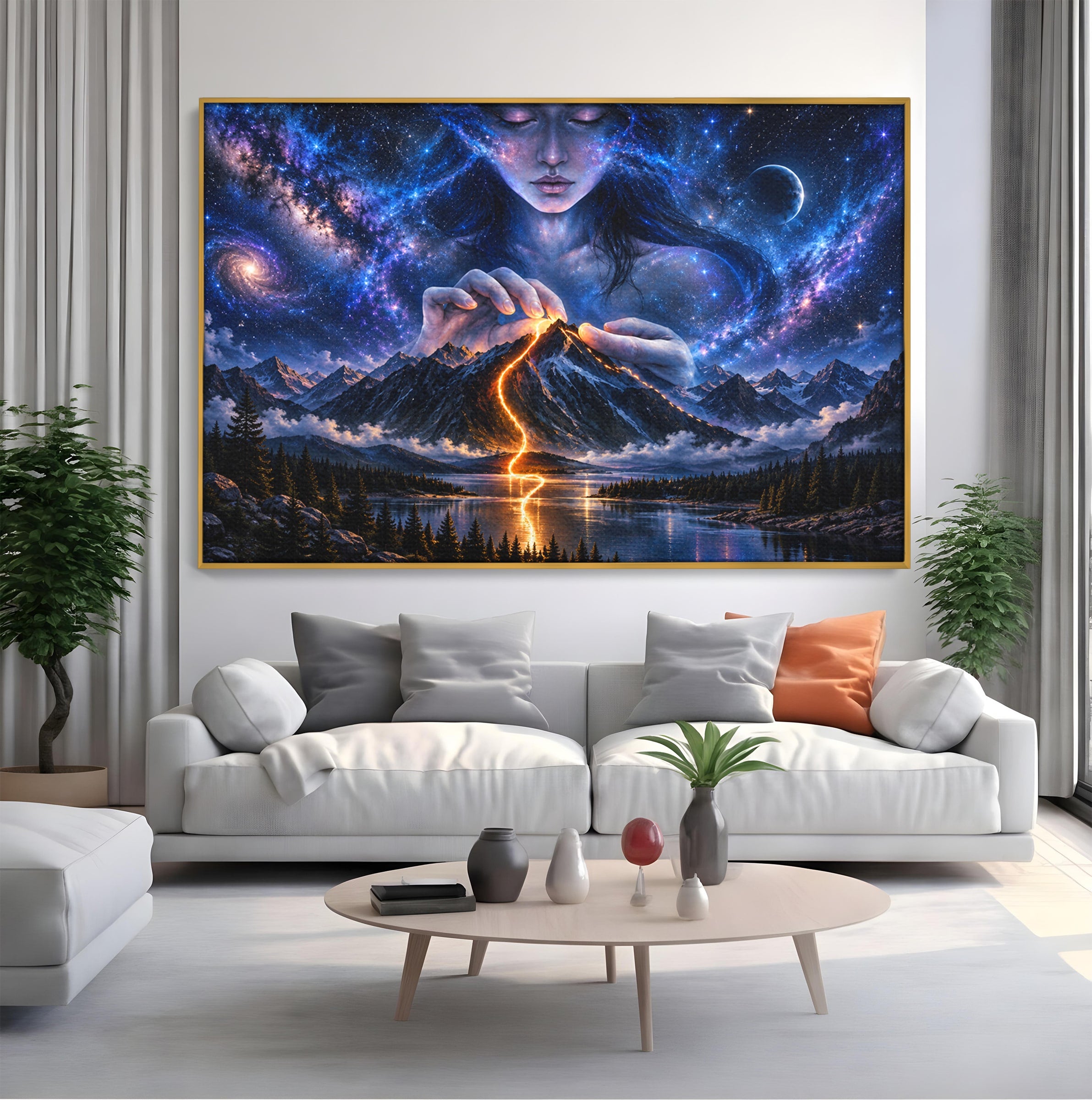 Tablou Canvas Premium LuxCanva® U1110, Zeița Cosmosului, Peisaj, Fantezie, Zeița, Cosmos,  Living, Culori Vibrante