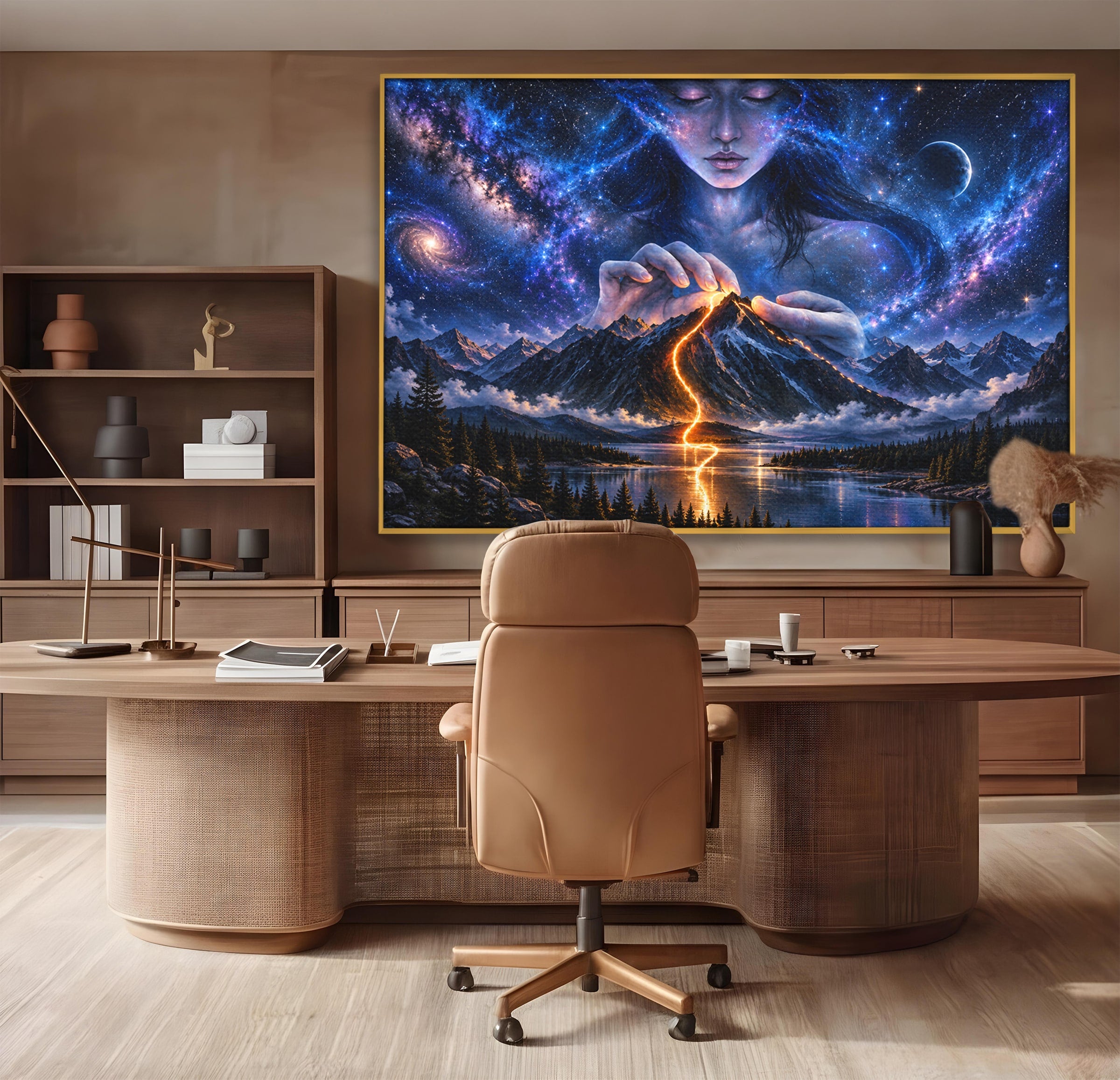Tablou Canvas Premium LuxCanva® U1110, Zeița Cosmosului, Peisaj, Fantezie, Zeița, Cosmos,  Living, Culori Vibrante
