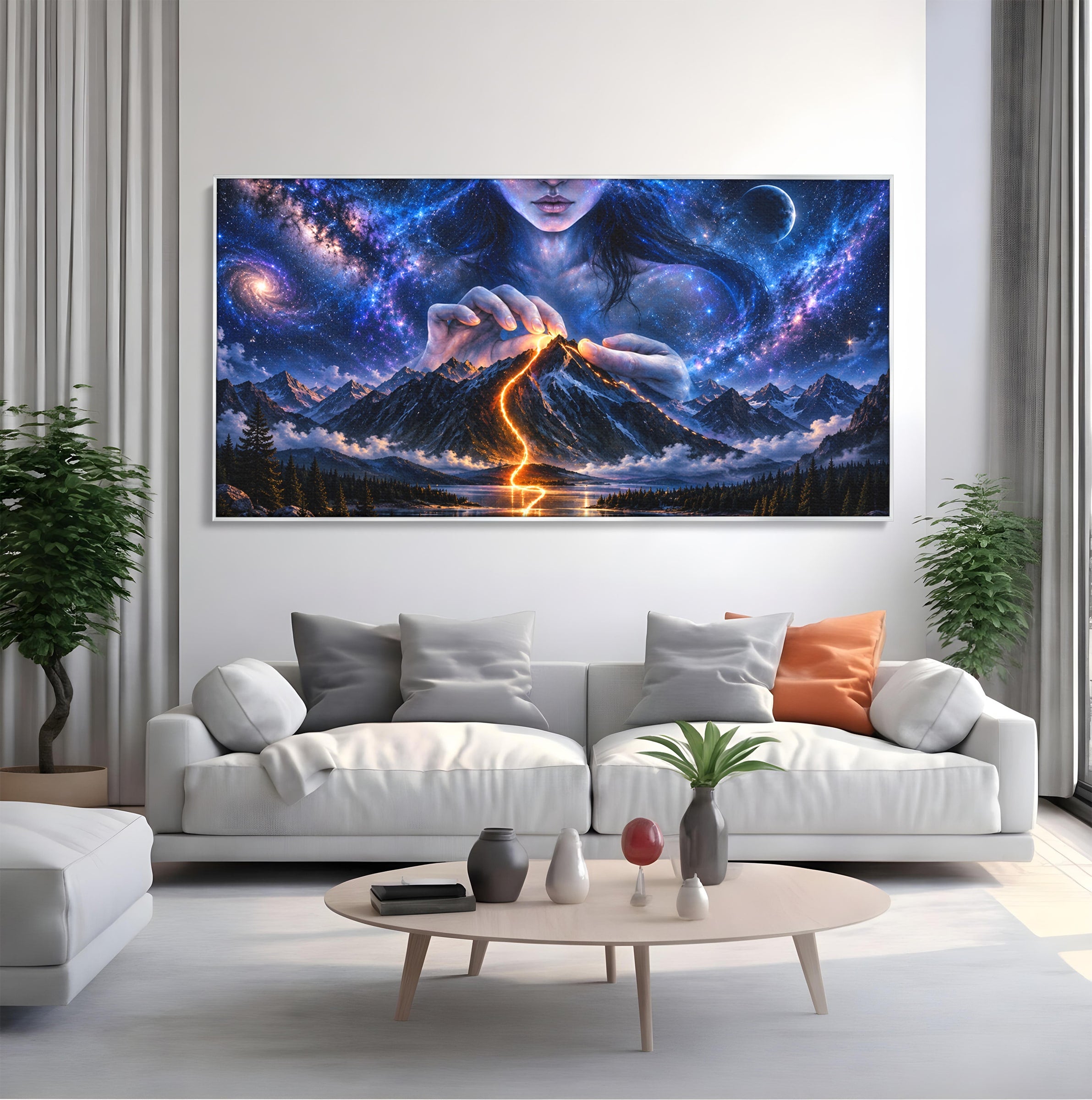 Tablou Canvas Premium LuxCanva® U1110, Zeița Cosmosului, Peisaj, Fantezie, Zeița, Cosmos,  Living, Culori Vibrante