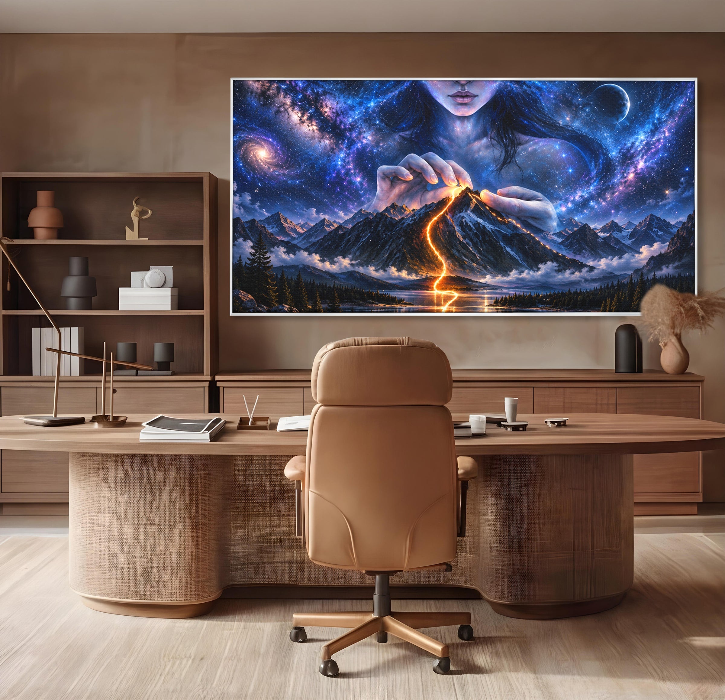 Tablou Canvas Premium LuxCanva® U1110, Zeița Cosmosului, Peisaj, Fantezie, Zeița, Cosmos,  Living, Culori Vibrante