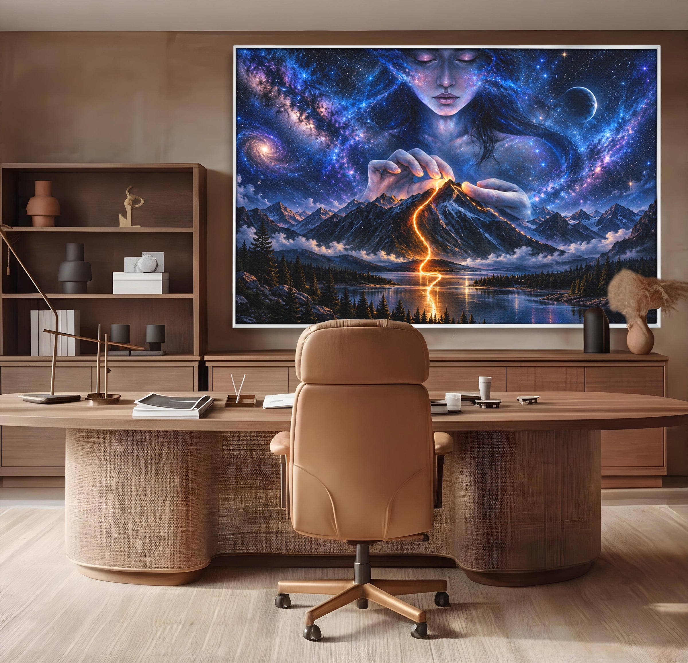 Tablou Canvas Premium LuxCanva® U1110, Zeița Cosmosului, Peisaj, Fantezie, Zeița, Cosmos,  Living, Culori Vibrante